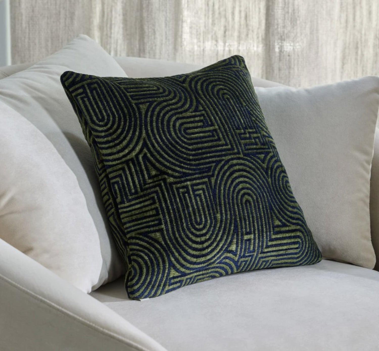 Klark Square Cushion - Midnight Blue & Olive Green