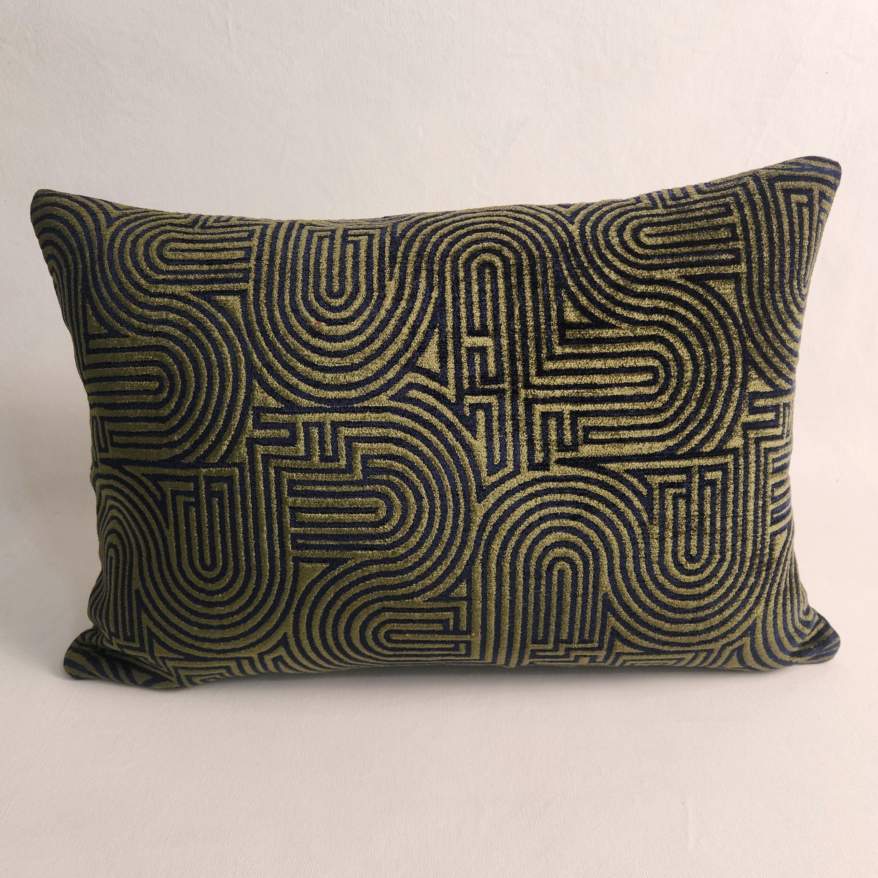 Klark Rectangular  Cushion - Midnight Blue & Olive Green