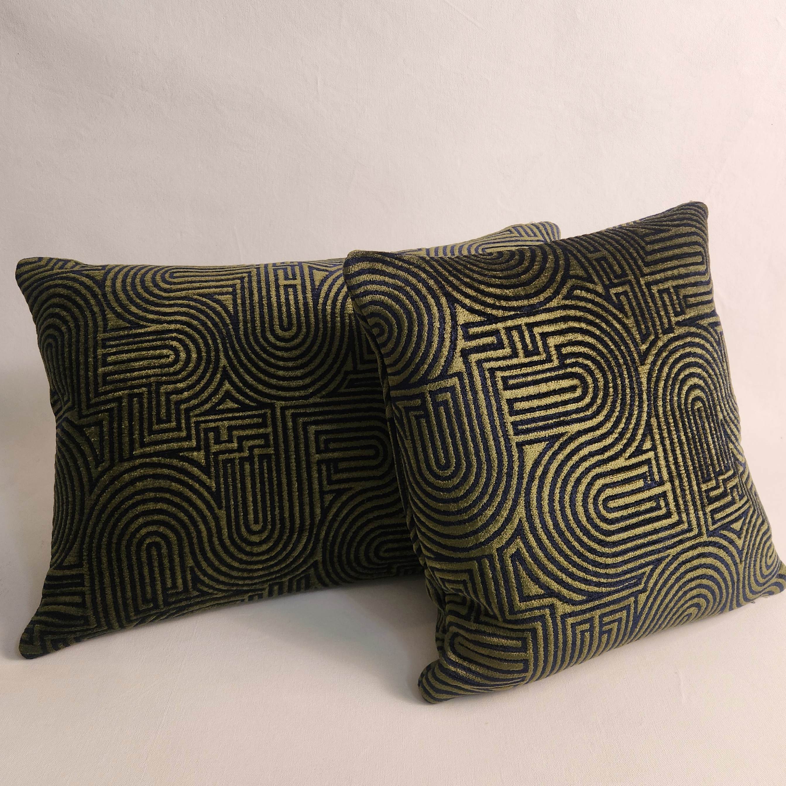 Klark Square Cushion - Midnight Blue & Olive Green