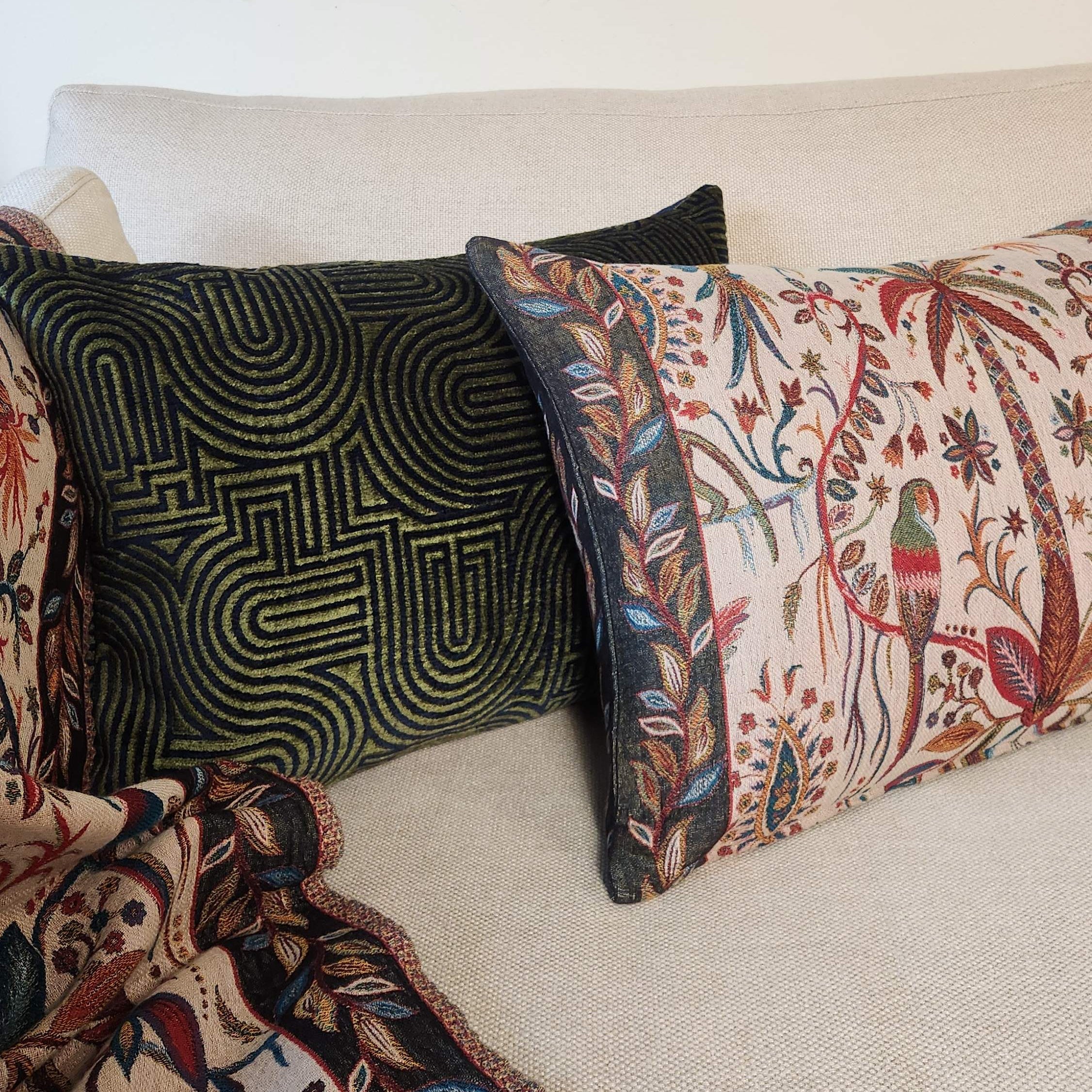 Klark Rectangular  Cushion - Midnight Blue & Olive Green