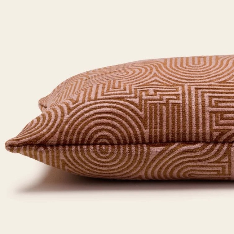 Klark Rectangular  Cushion - Peach Pink & Caramel