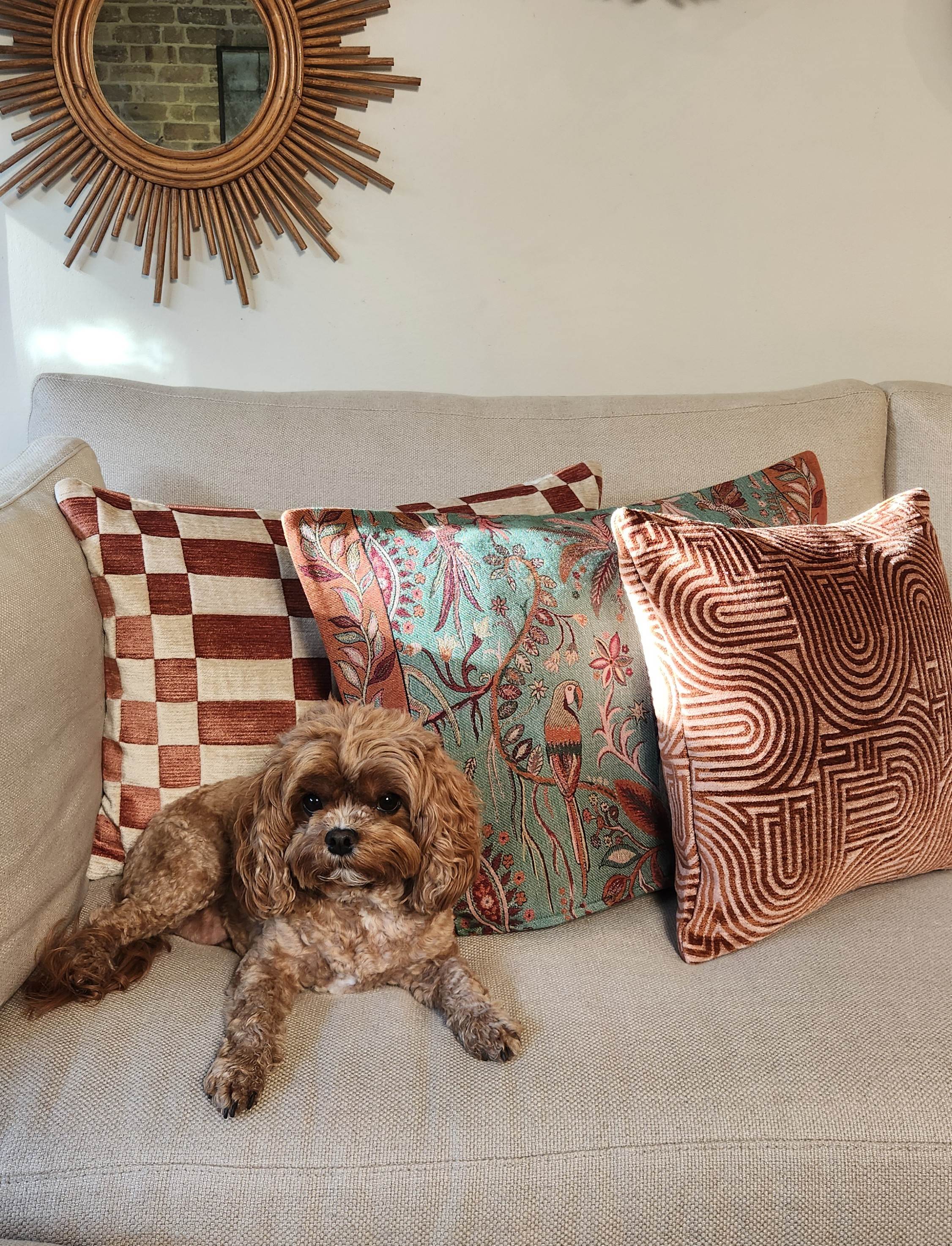 Klark Square Cushion - Peach Pink & Caramel