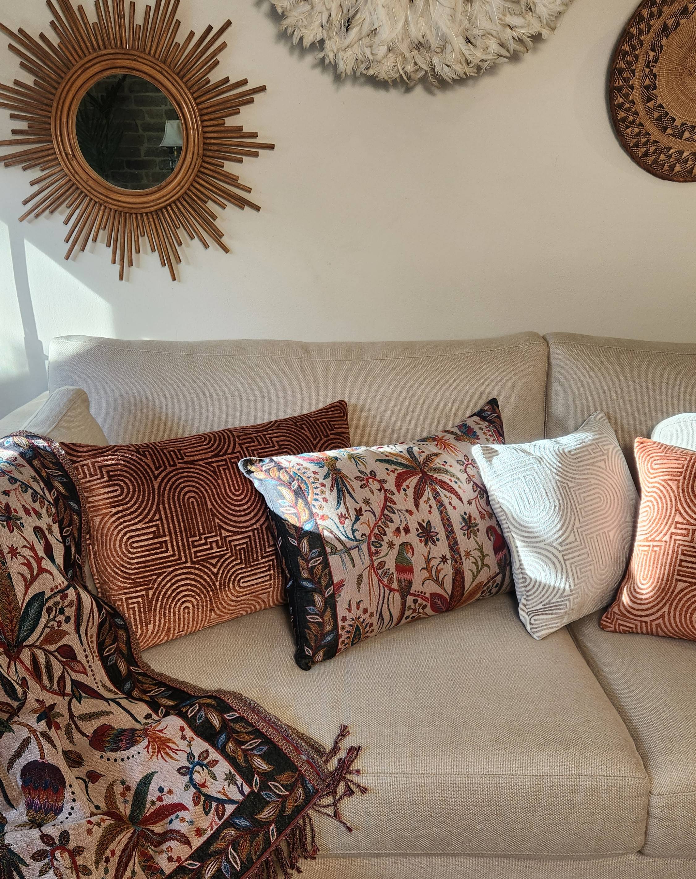Klark Square Cushion - White & Natural