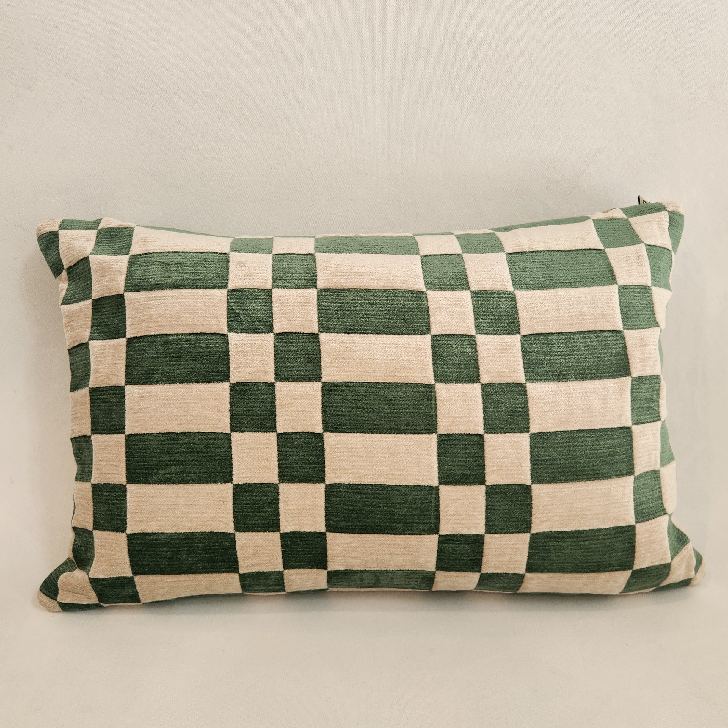 Tcheky Rectangular  Cushion - Ecru & Green