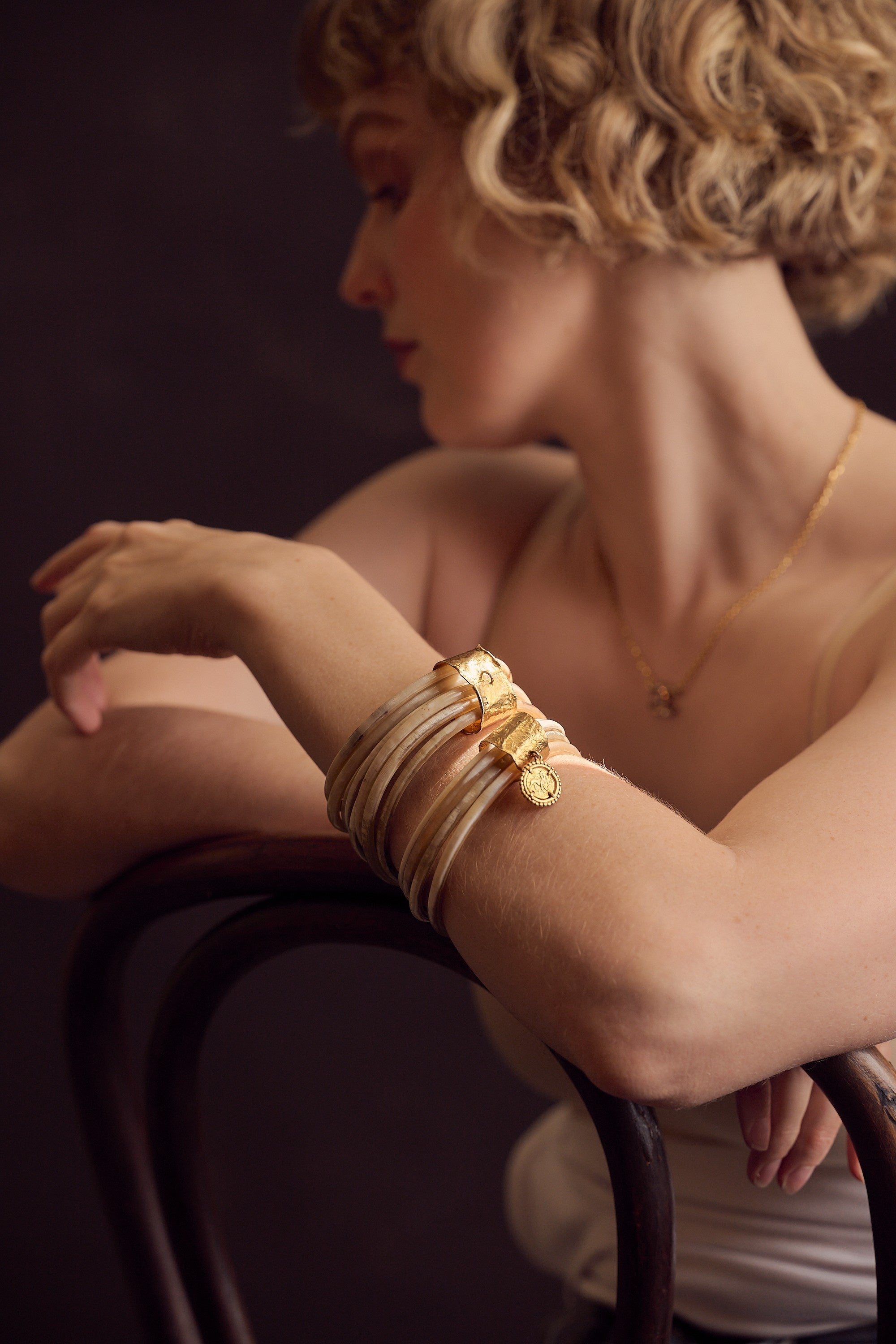 Buffalo Bangle Cluster of Four with Gold plated coin.