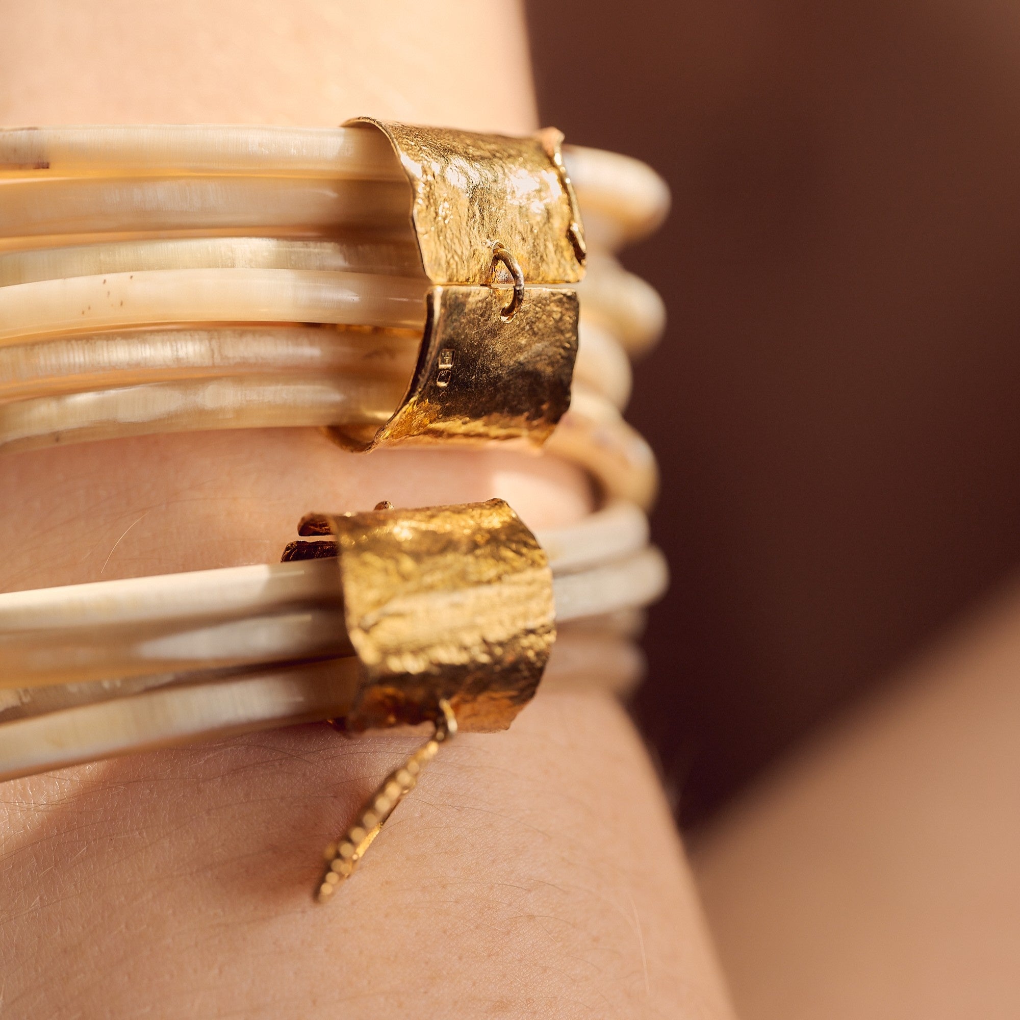Buffalo Bangle Cluster of Four with Gold plated coin.
