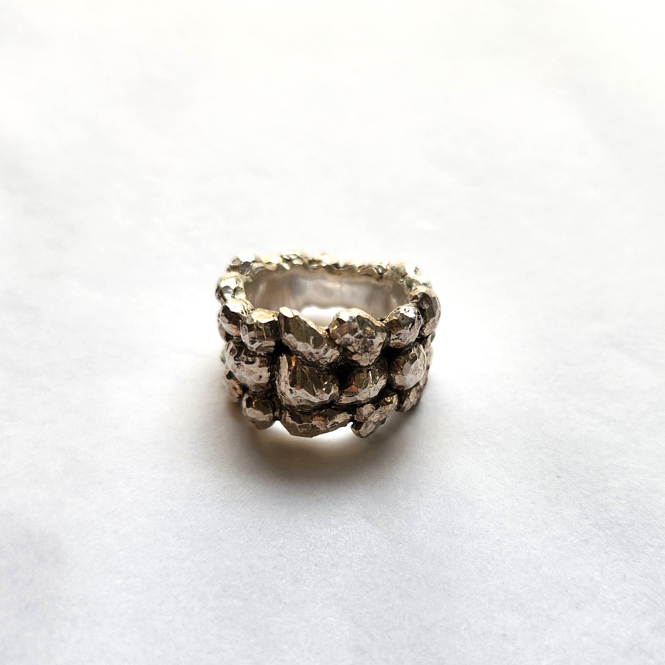 Sterling Silver Hand Cut Textured Bomb Ring
