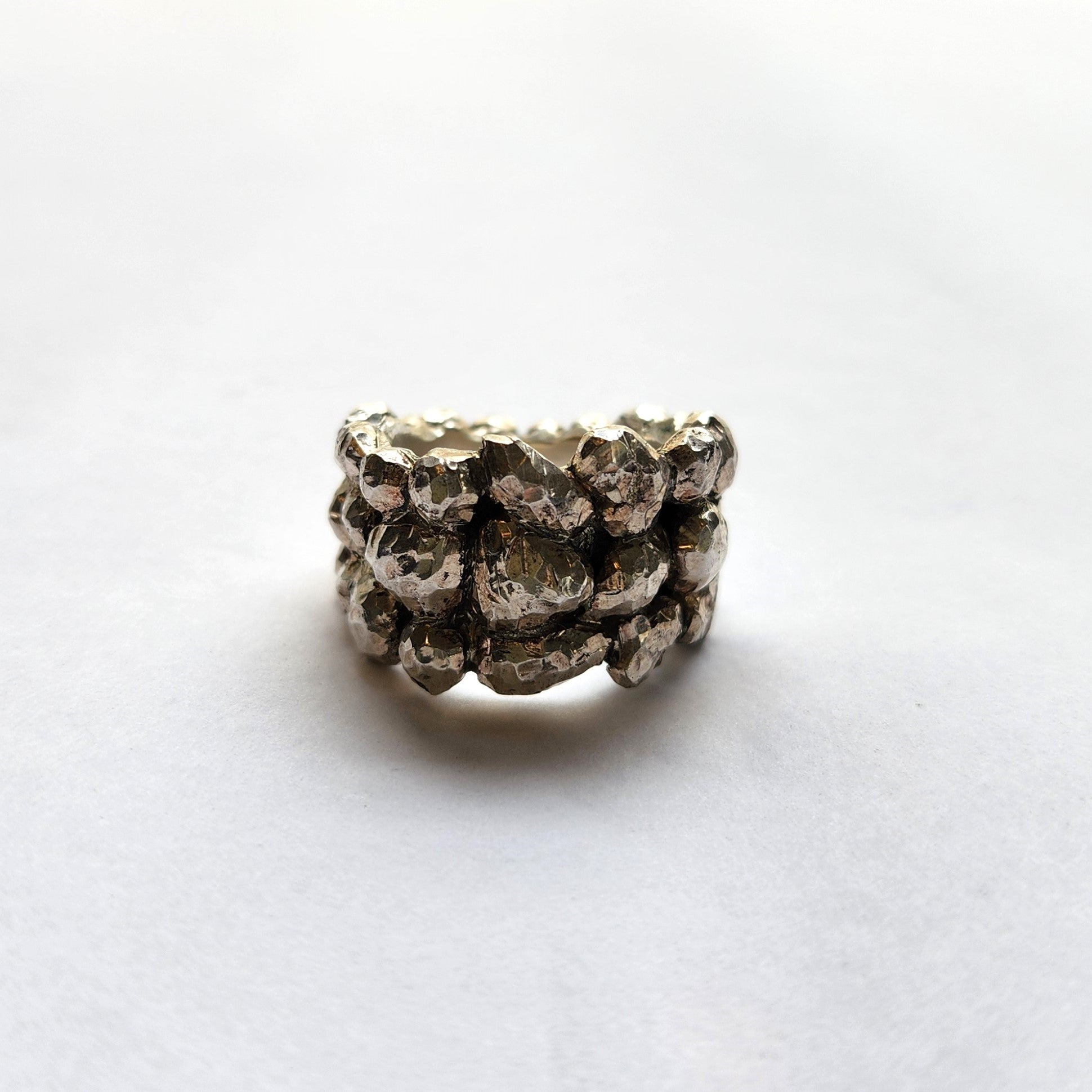 Sterling Silver Hand Cut Textured Bomb Ring