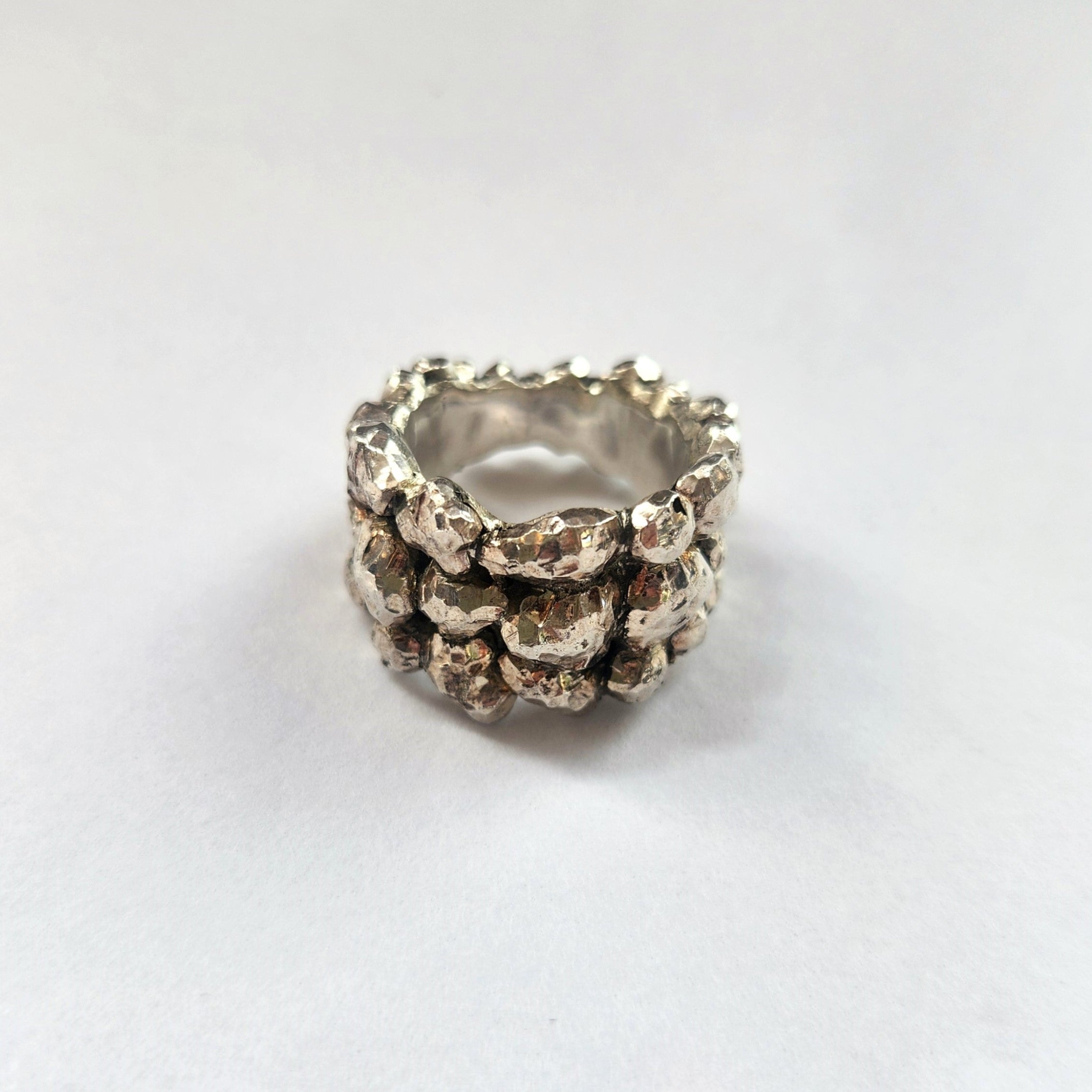 Sterling Silver Hand Cut Textured Bomb Ring