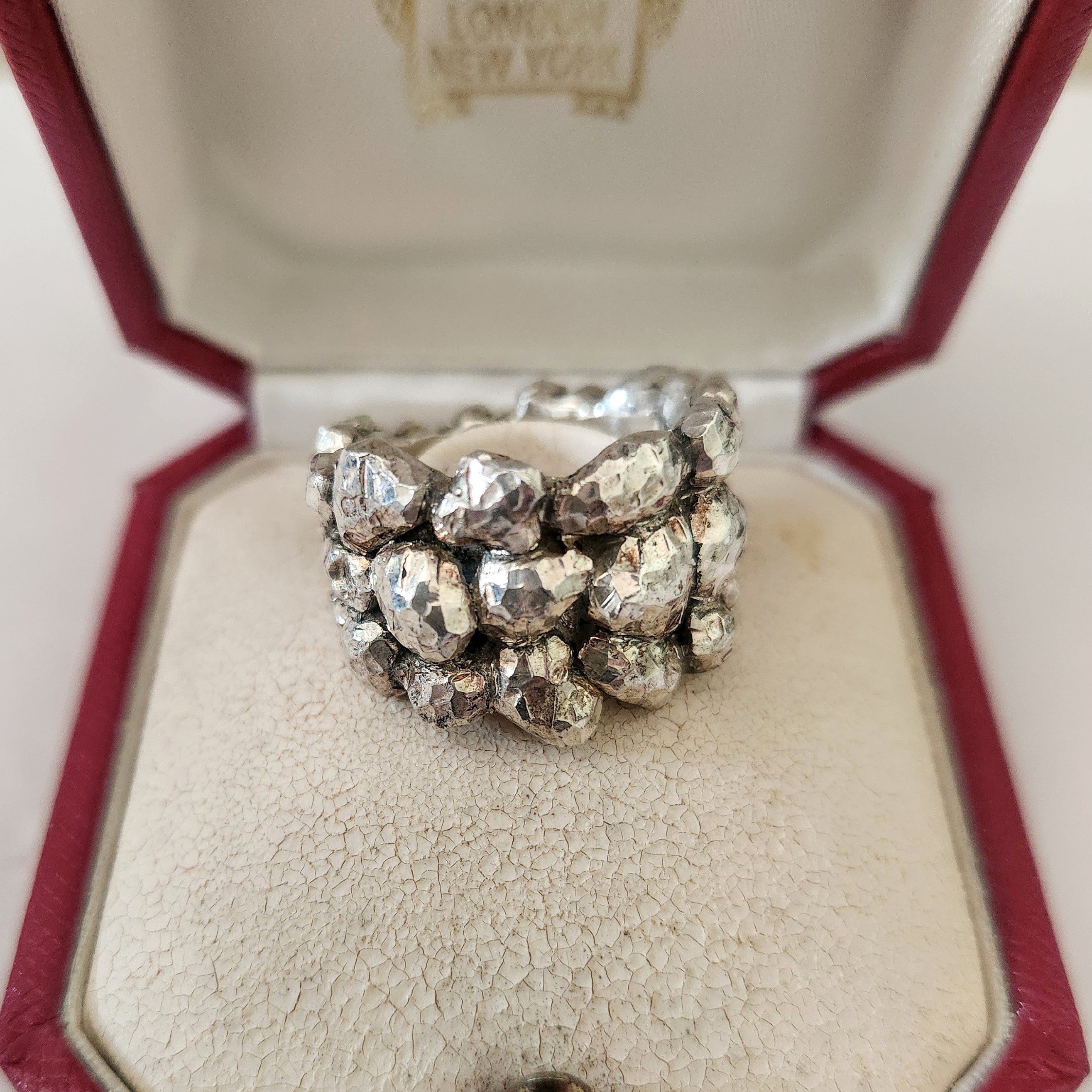 Sterling Silver Hand Cut Textured Bomb Ring