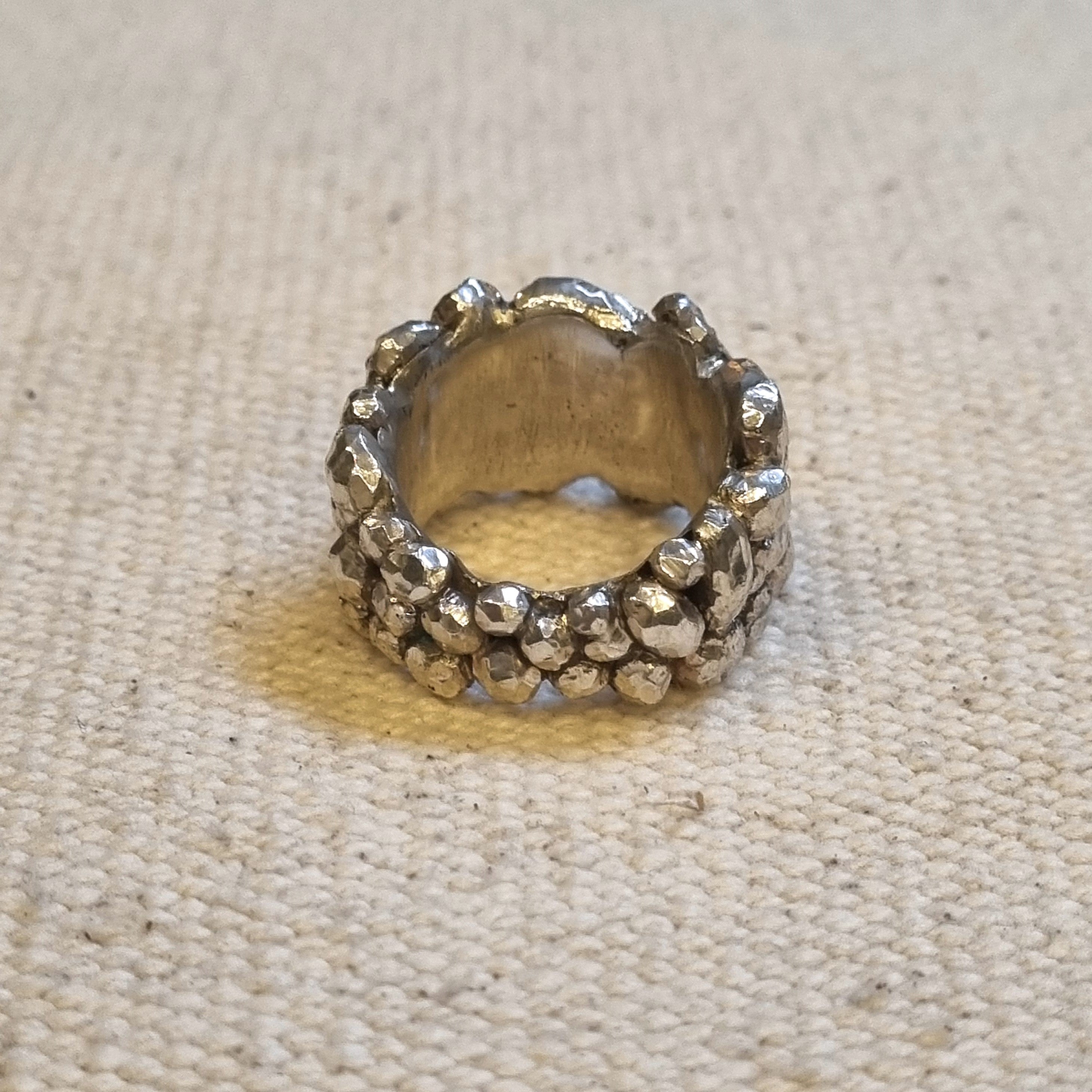 Sterling Silver Hand Cut Textured Bomb Ring