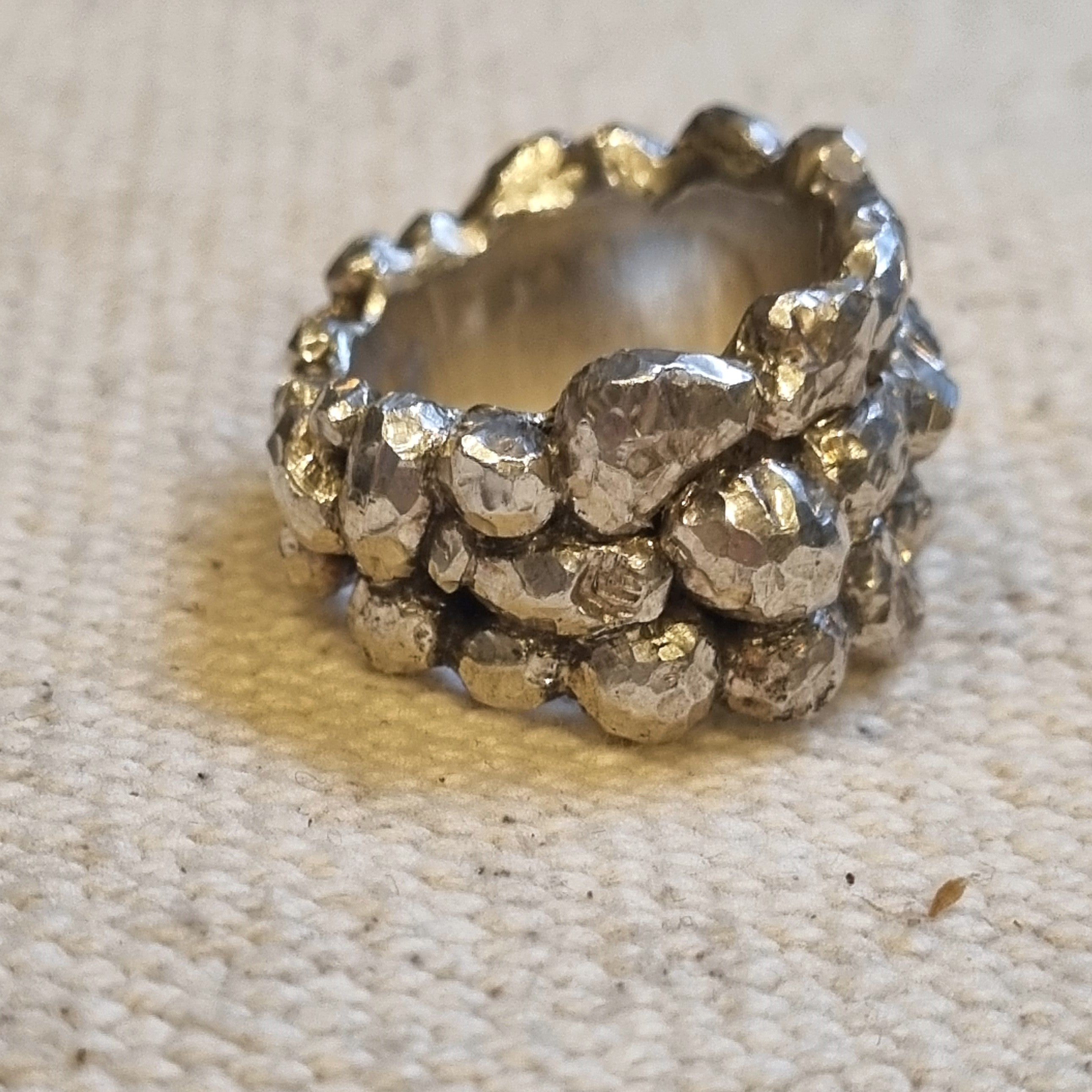 Sterling Silver Hand Cut Textured Bomb Ring