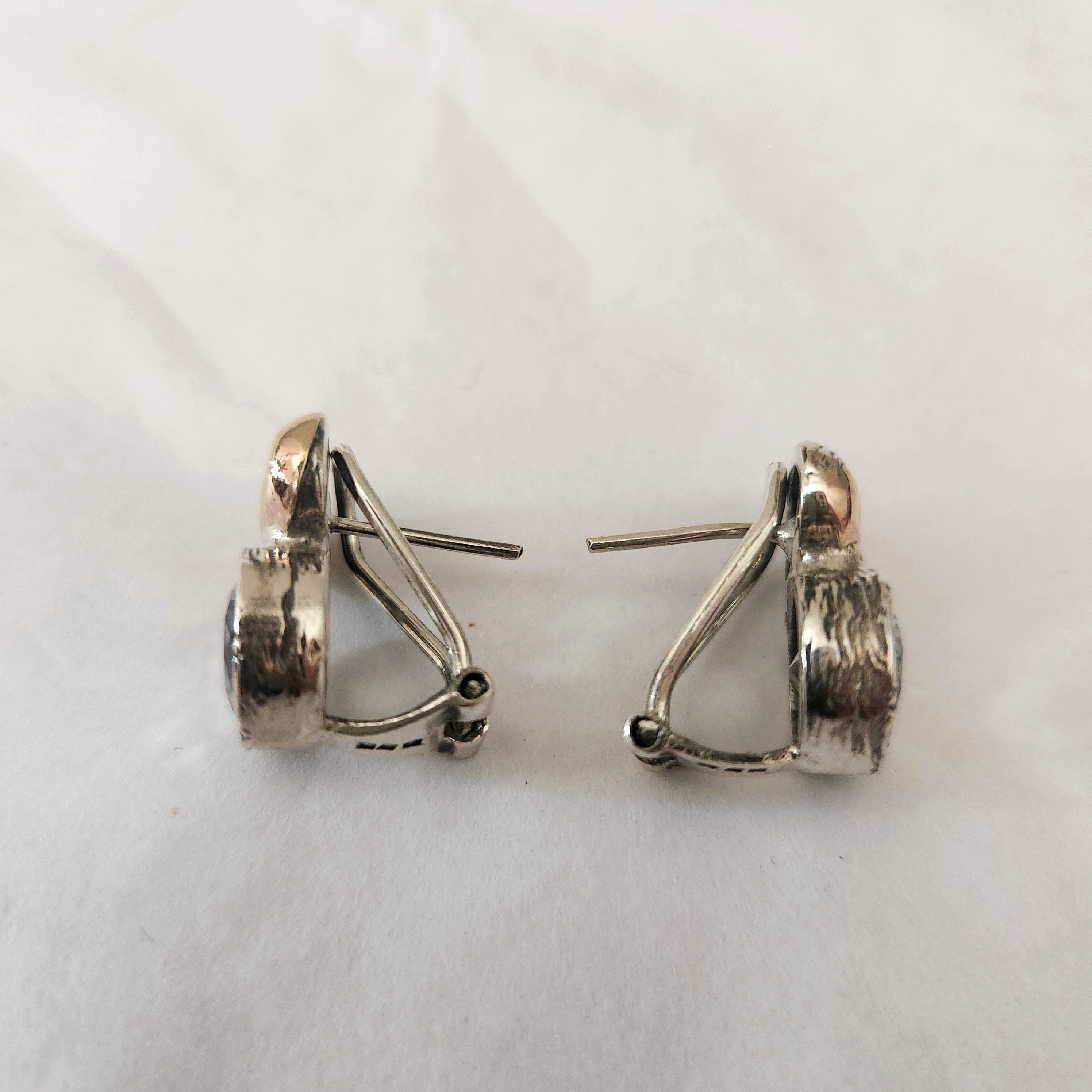 "Celeste"  Sterling Silver, 9ct Gold, and Zirconia Oval Earrings