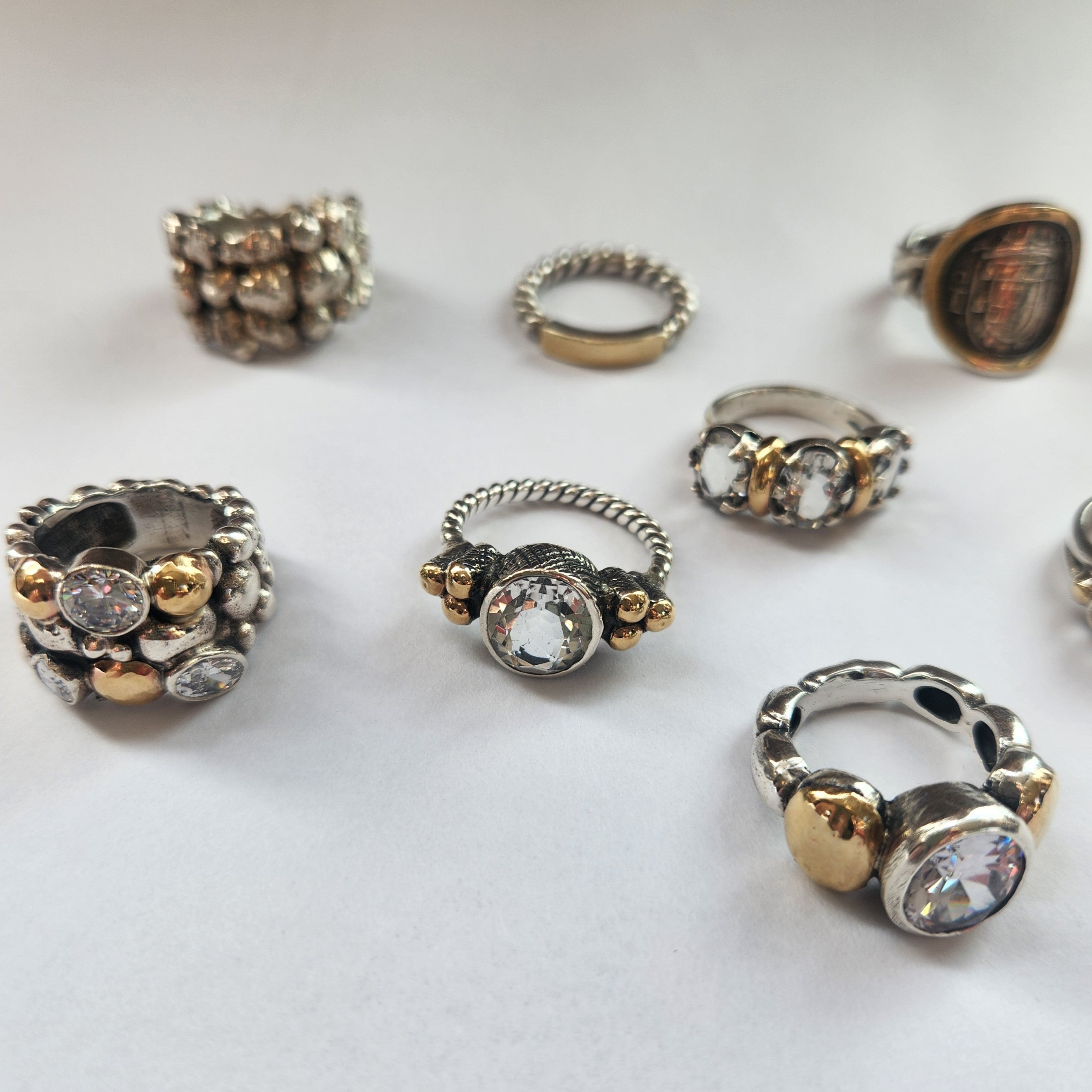 "Celeste" Sterling Silver Ring with Centre Zirconia and 9ct gold layered Pepita Flanks
