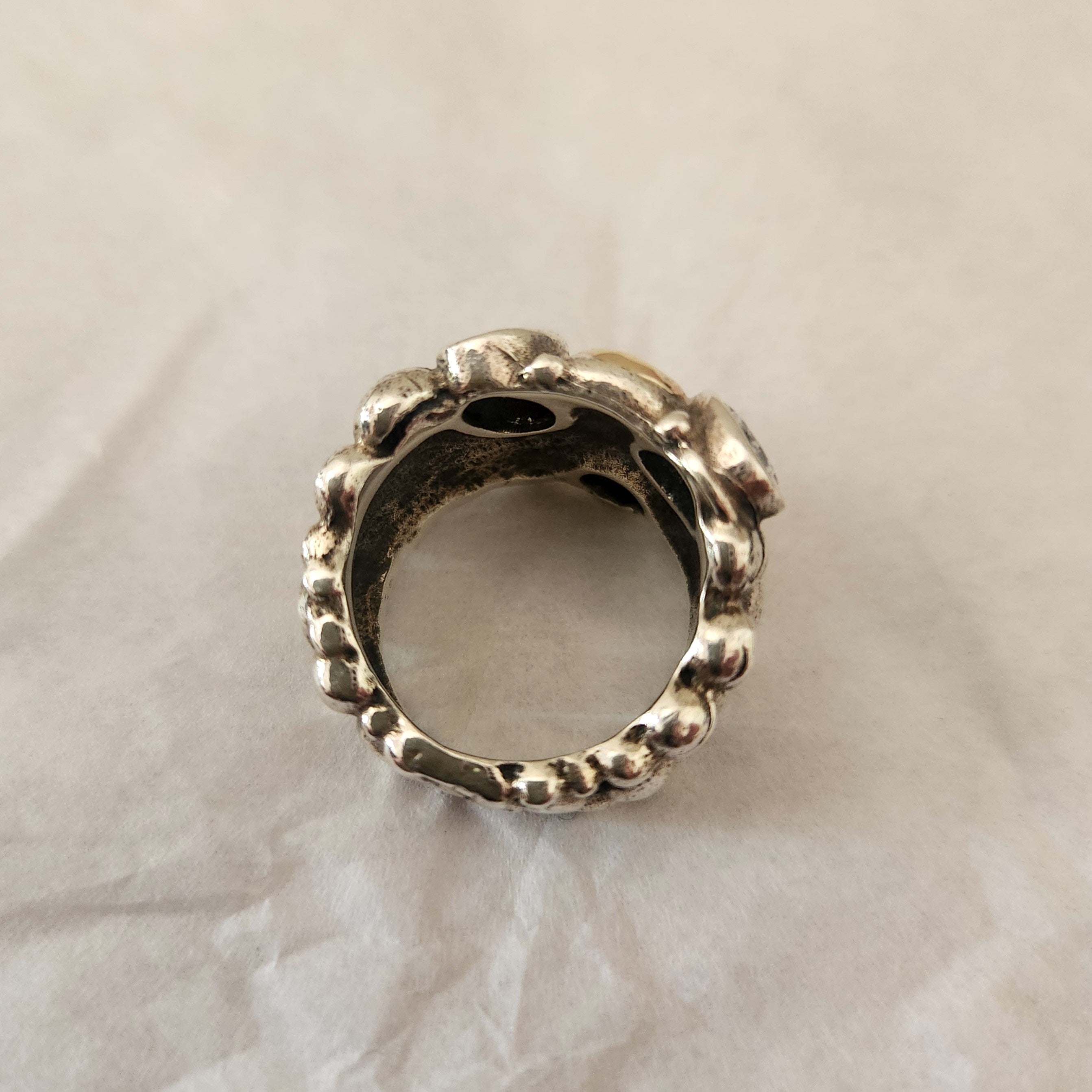 "Pia" Granite Ring with 9ct Gold Sterling Silver and Zirconia