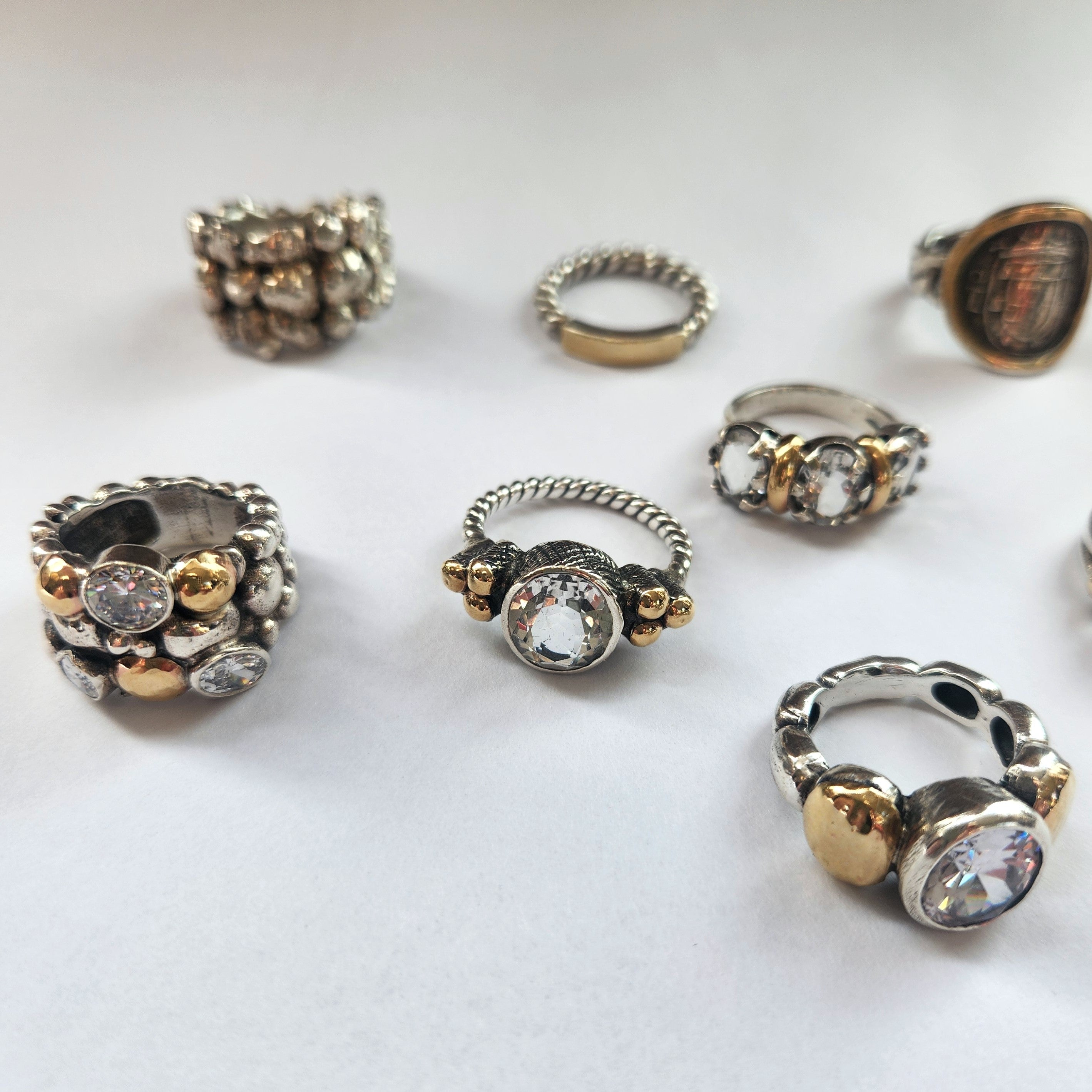 "Pia" Granite Ring with 9ct Gold Sterling Silver and Zirconia