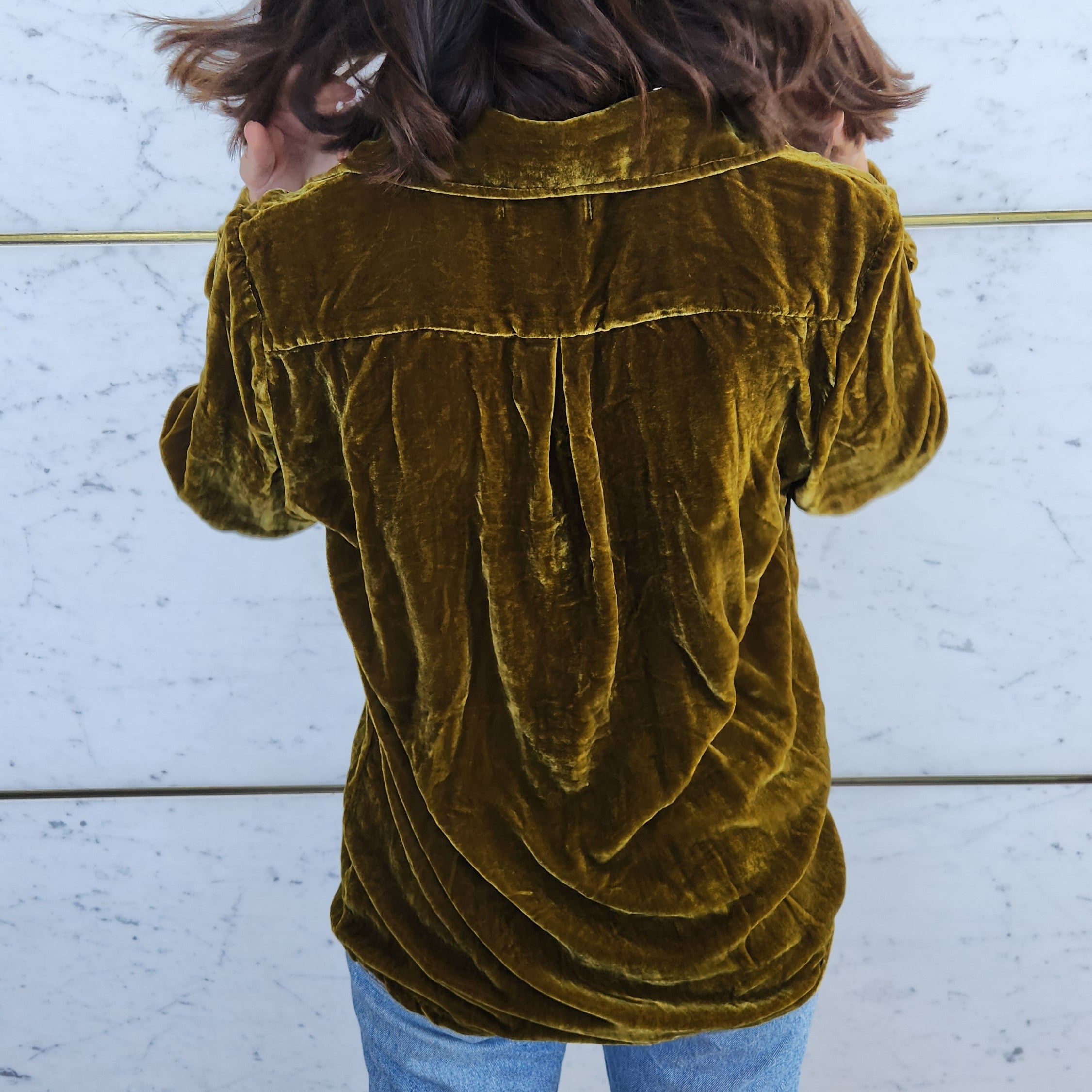 Fern Green Silk Velvet Shirt