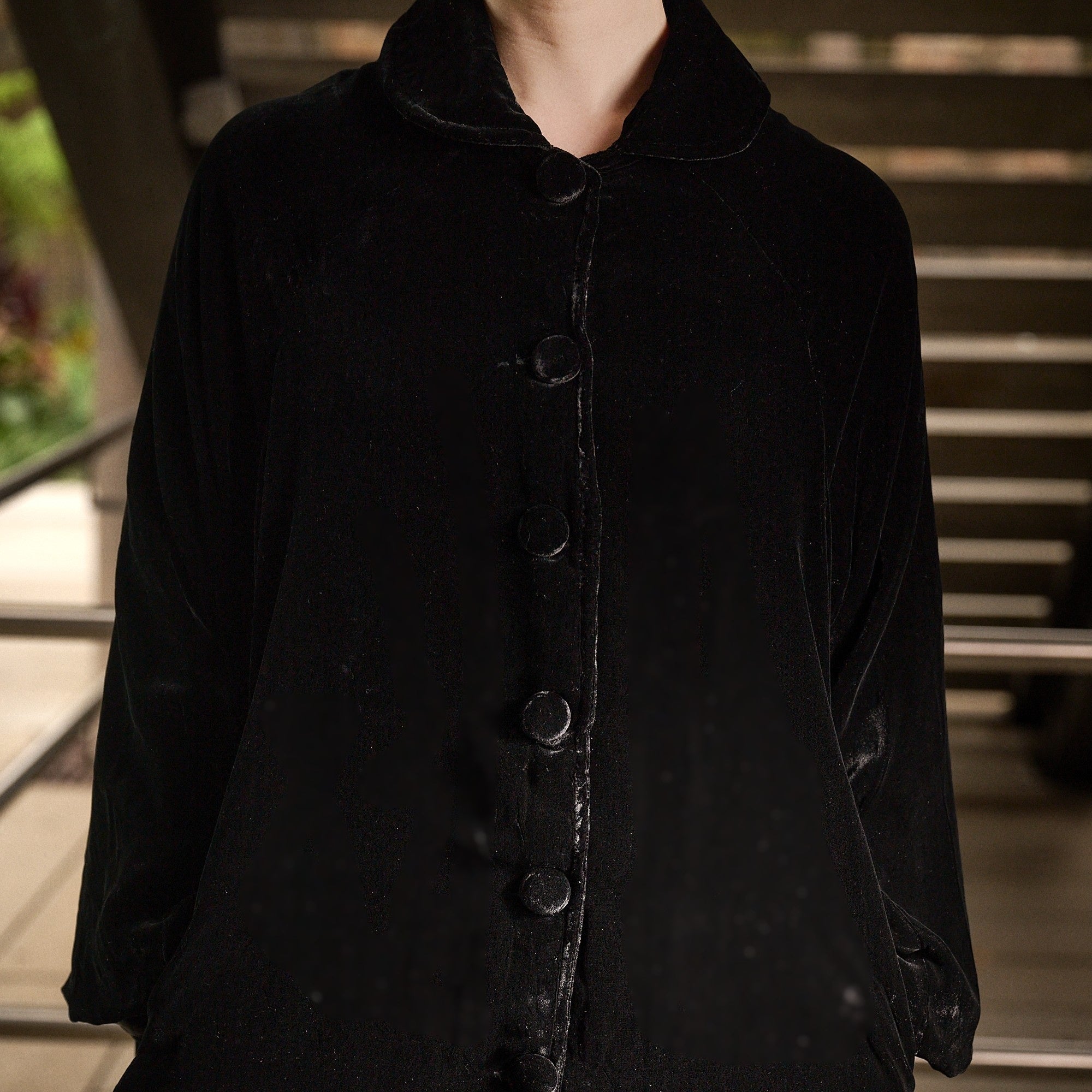 Claudia Silk Velvet Coat - Liquorice
