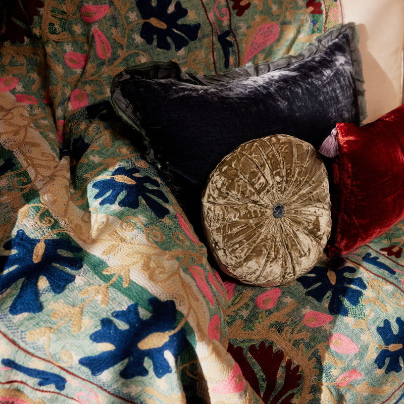 Vintage Suzani Kantha Throw - Pink Navy