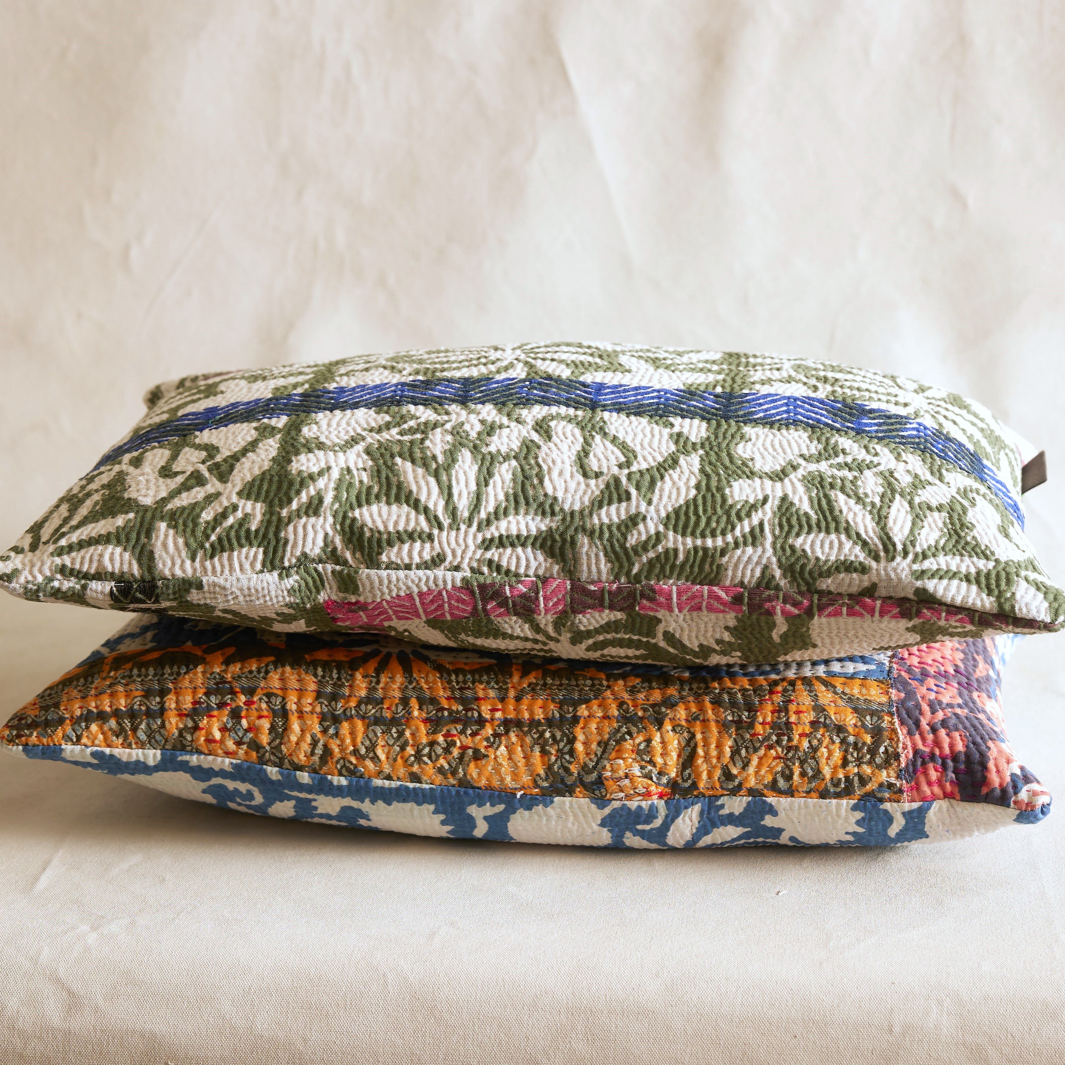 Vintage Pearl Cushion - Moss Green