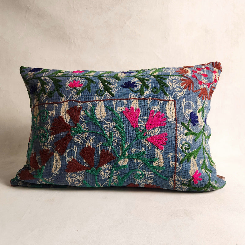 Suzani Cushion #11 - Blue/Pink/Green 50x70