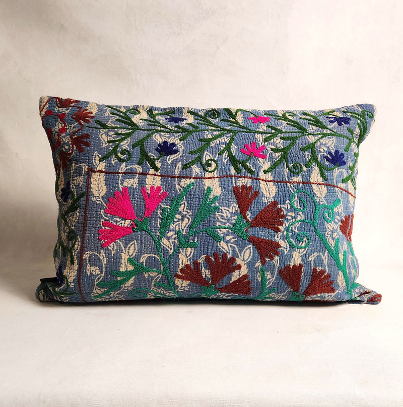 Suzani Cushion #11 - Blue/Pink/Green 50x70