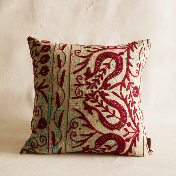 Suzani Cushion #2 - Red & Turquoise 50x50