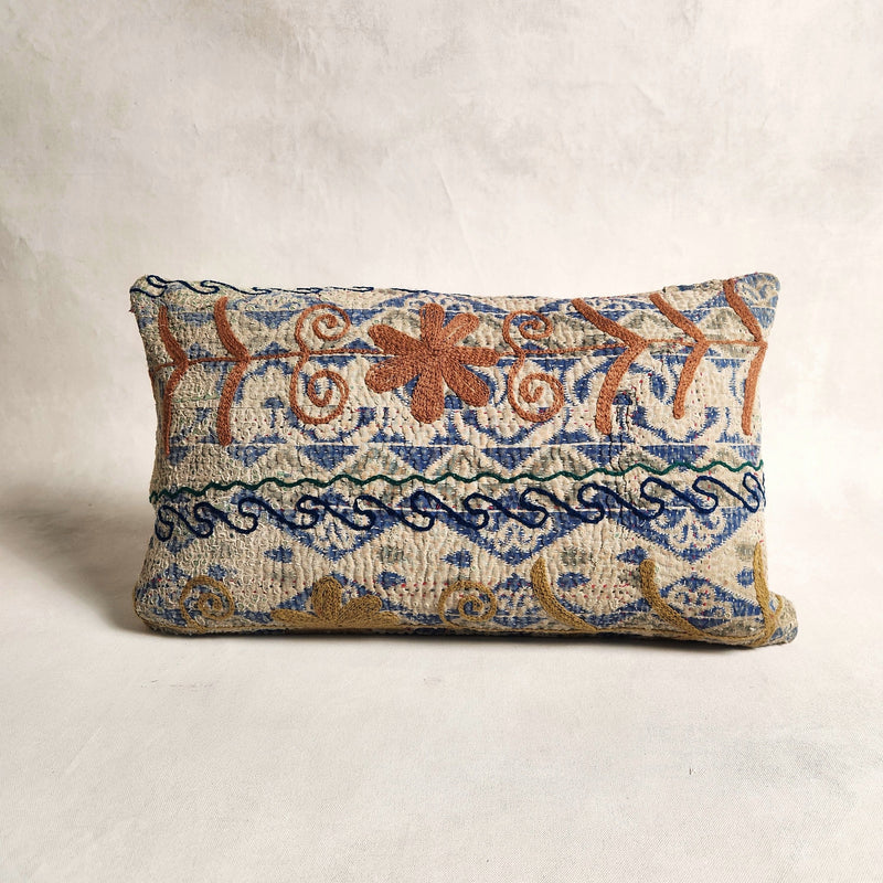 Suzani Cushion #8 - Orange & Blue 30x50