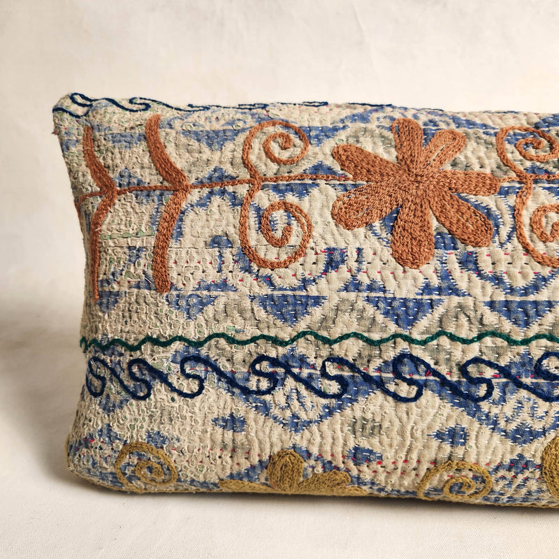 Suzani Cushion #8 - Orange & Blue 30x50