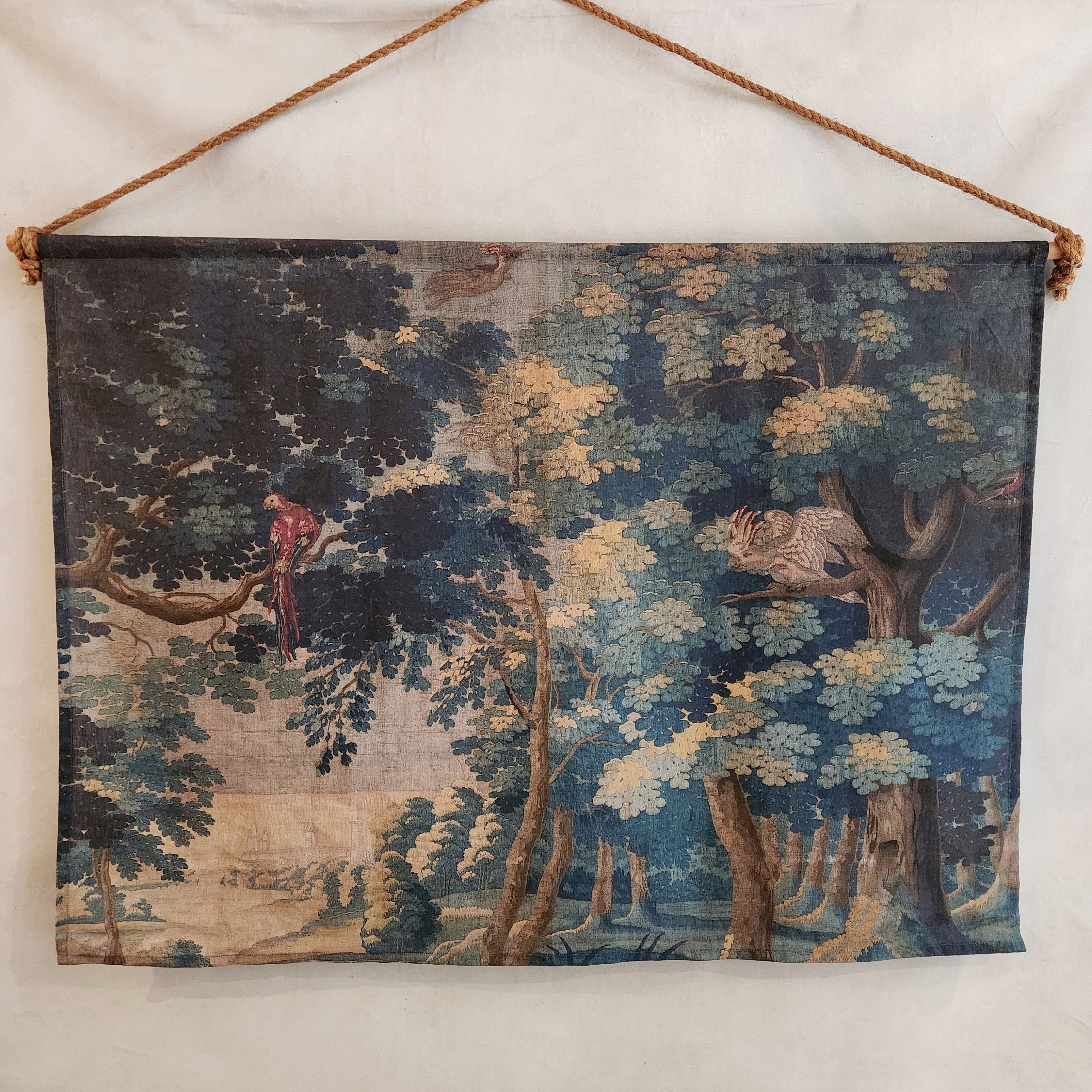 Blue Tapestry Linen Wall Hanging