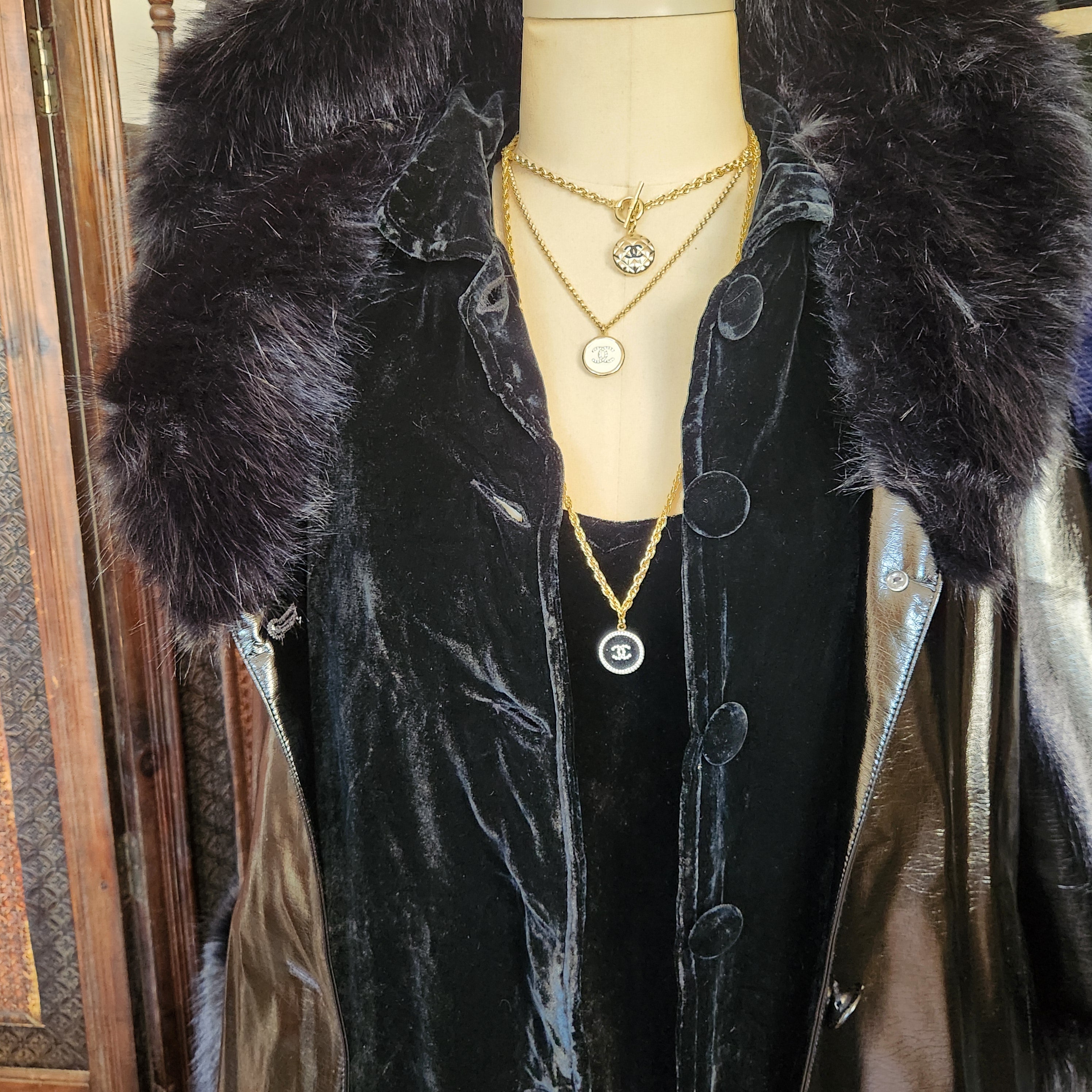 Claudia Silk Velvet Coat - Black