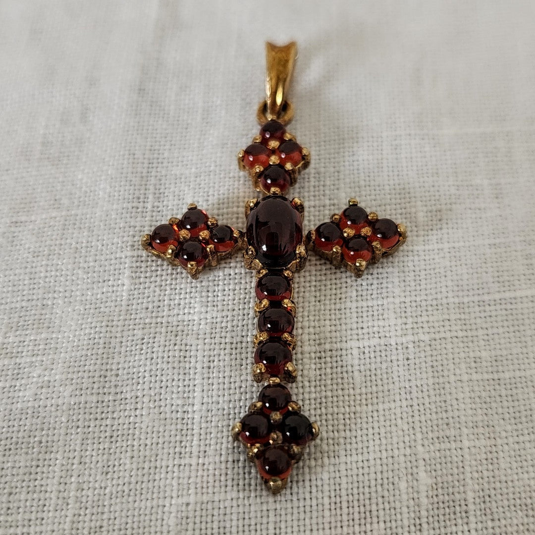 Vintage Garnet Gilt on Silver pendant