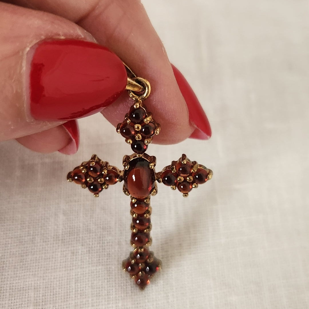 Vintage Garnet Gilt on Silver pendant