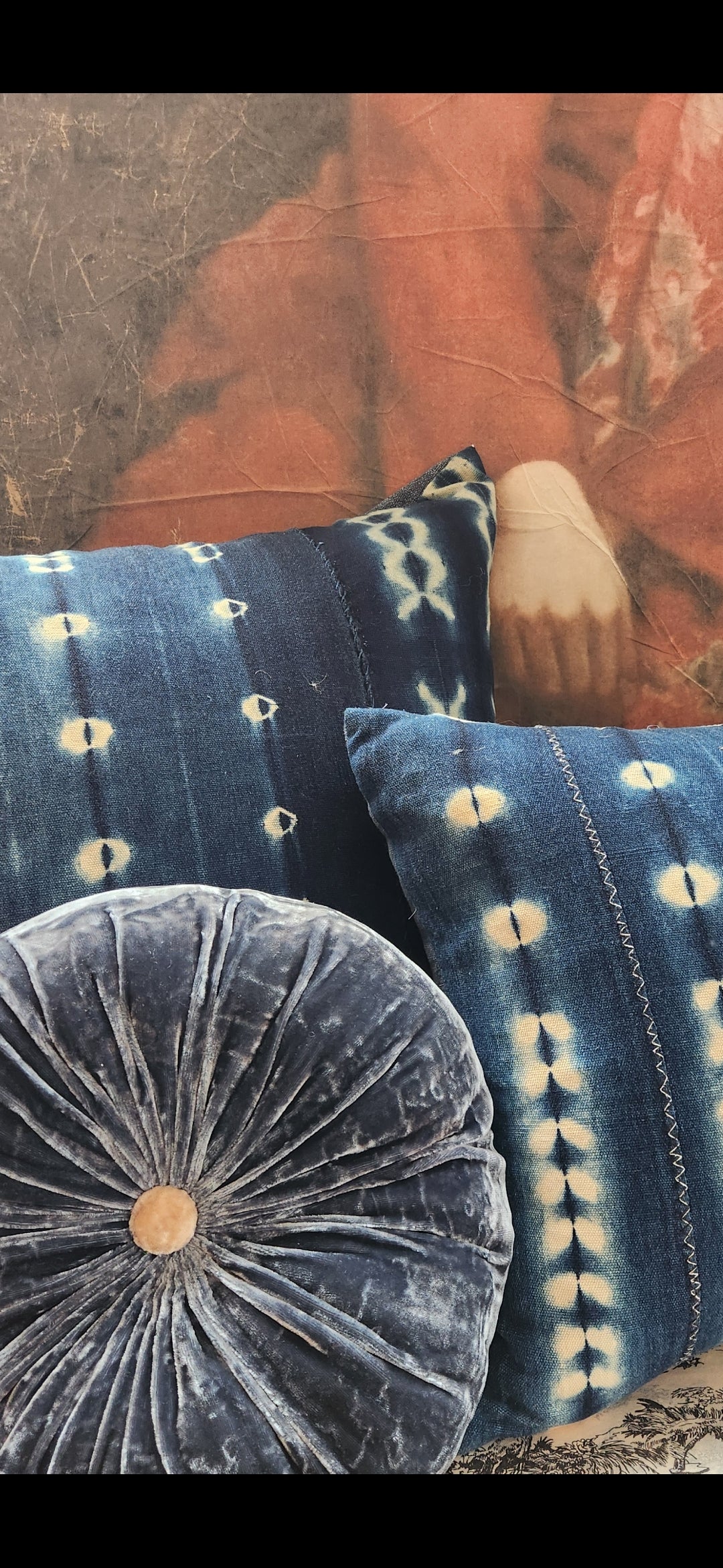 Denim Hued Hand Dyed Mud Cushion