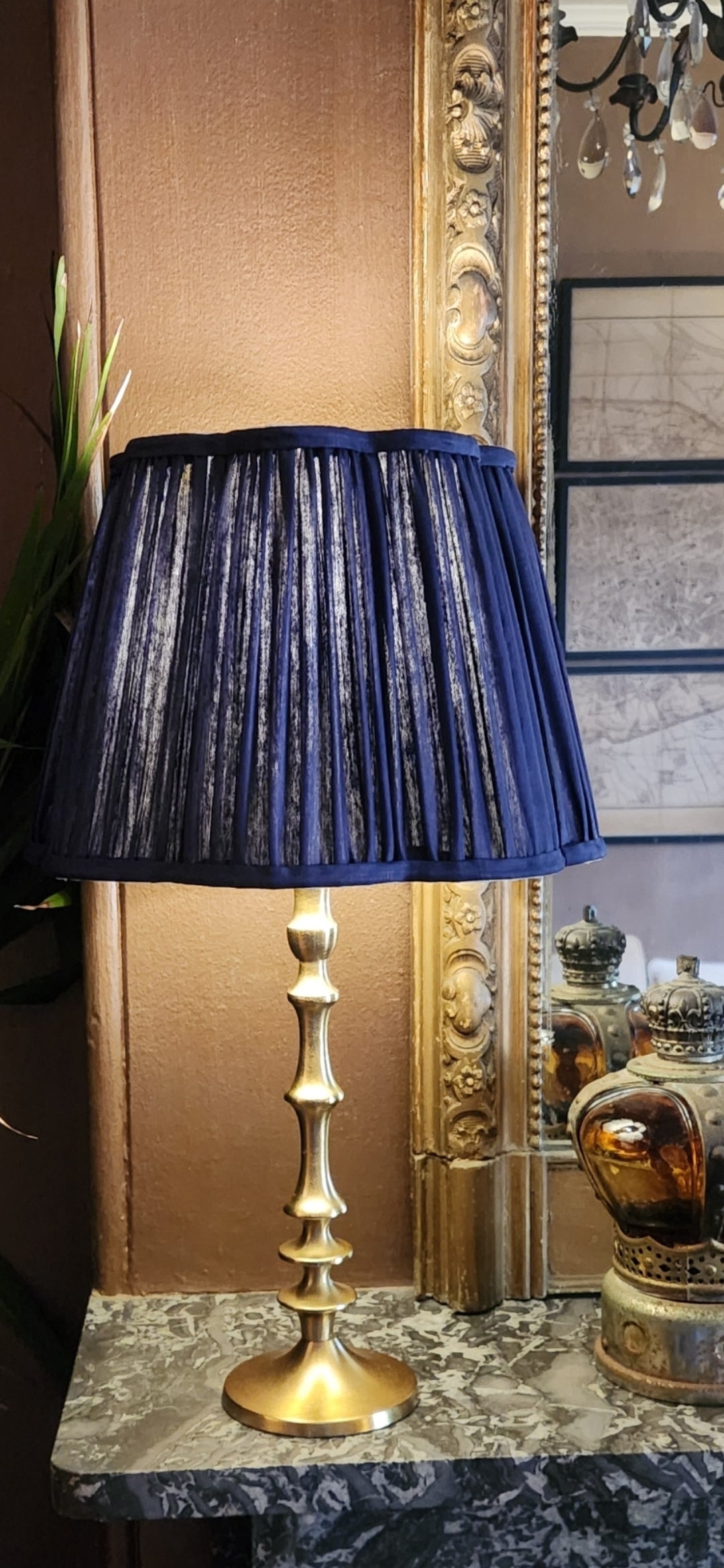 Medium Diya Silk Lampshade - Navy