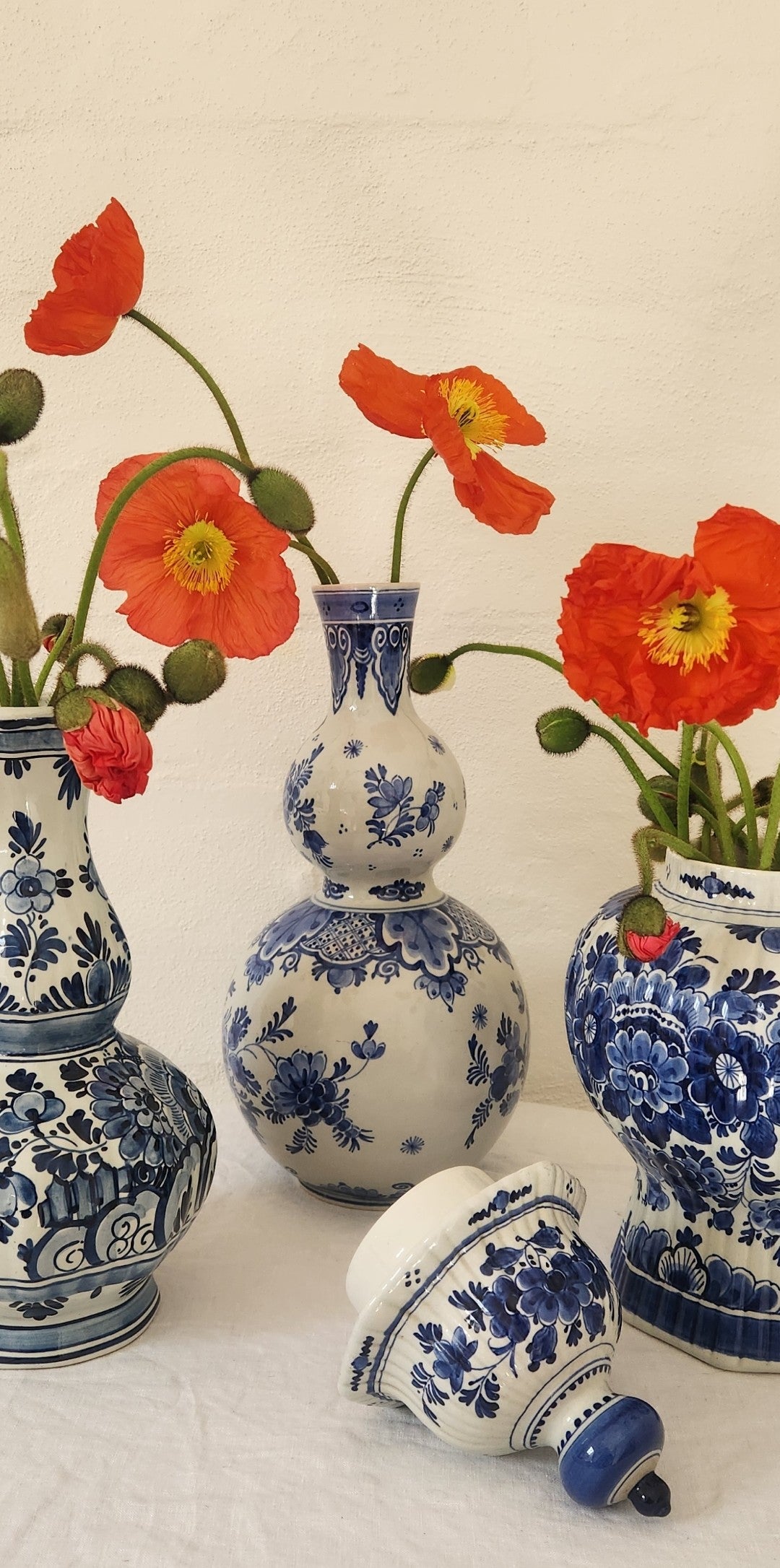 Delft Blue and White Hand Painted Gourd Vase