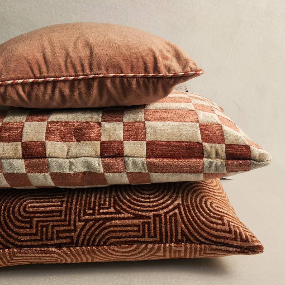 Klark Rectangular  Cushion - Peach Pink & Caramel