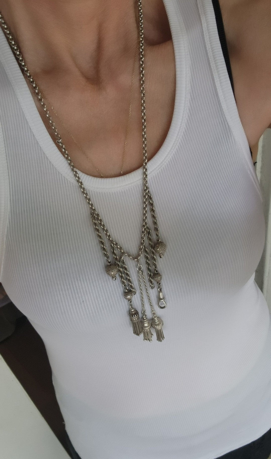 Antique Sterling Silver Chatelaine Necklace