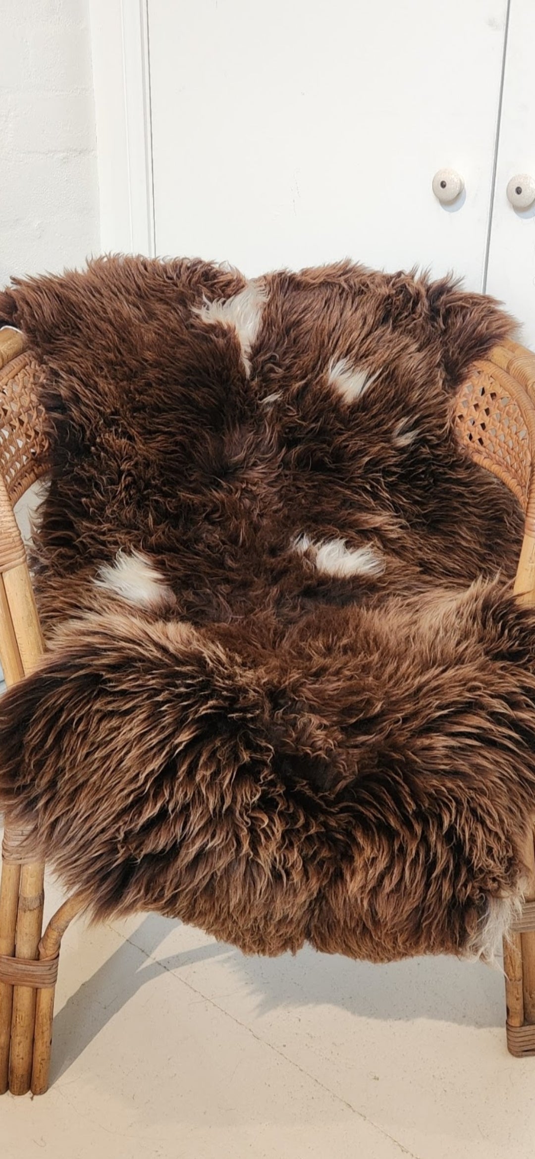 British Sheepskin - Brown with white splashes