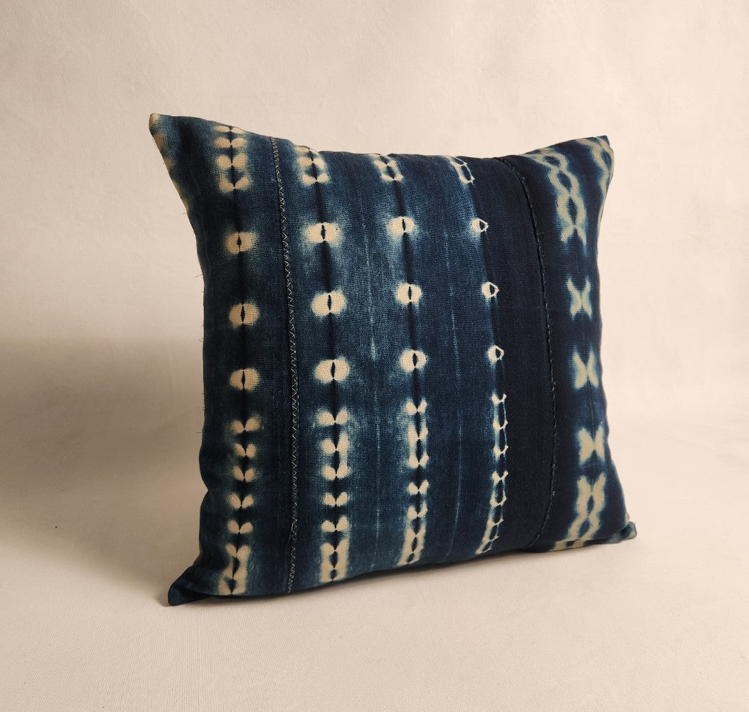 Denim Hued Hand Dyed Mud Cushion