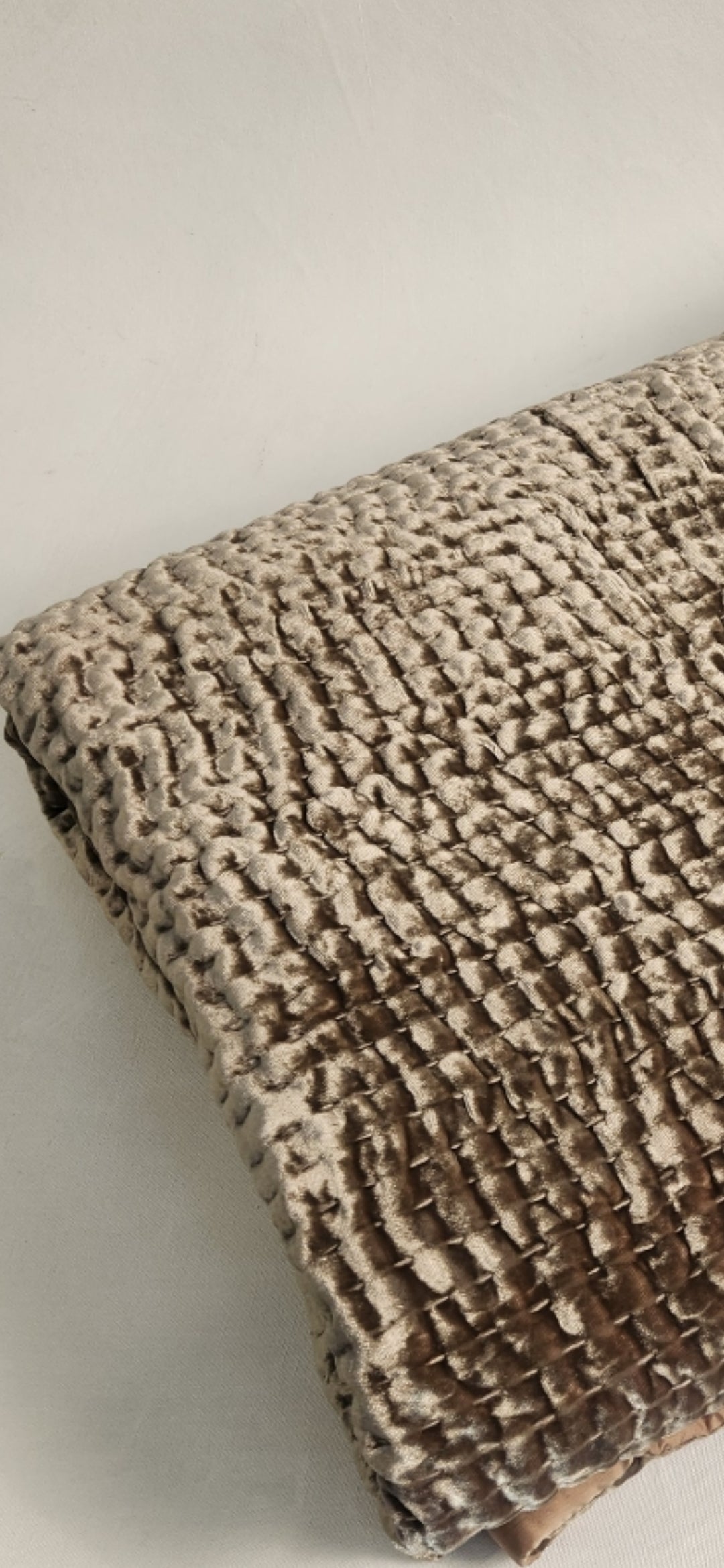 Quilted Silk Velvet Throw - Cappuccino
