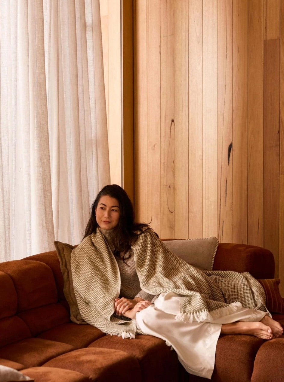 Cashmere Throw - Copenhagen Wasabi