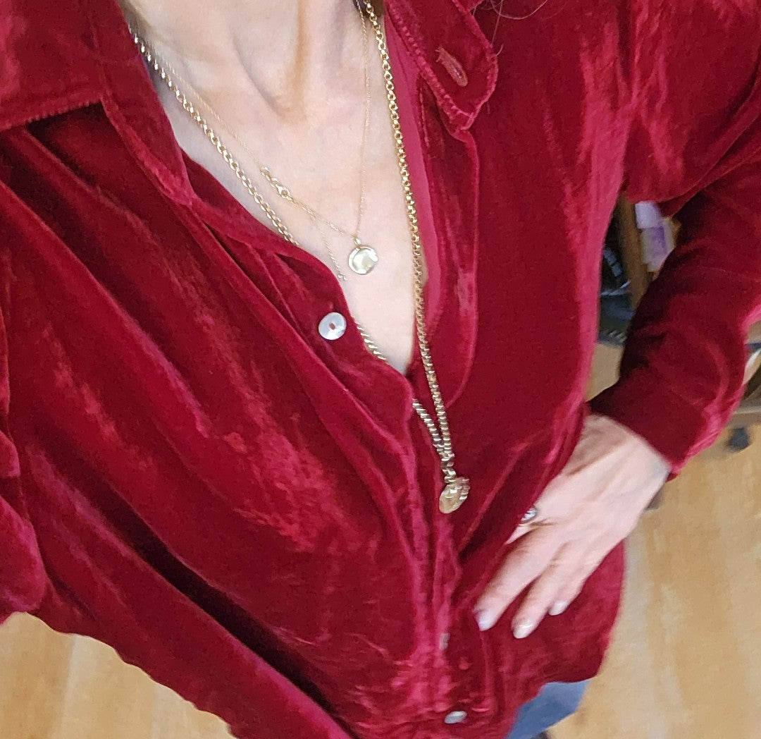 Cranberry Silk Velvet Shirt
