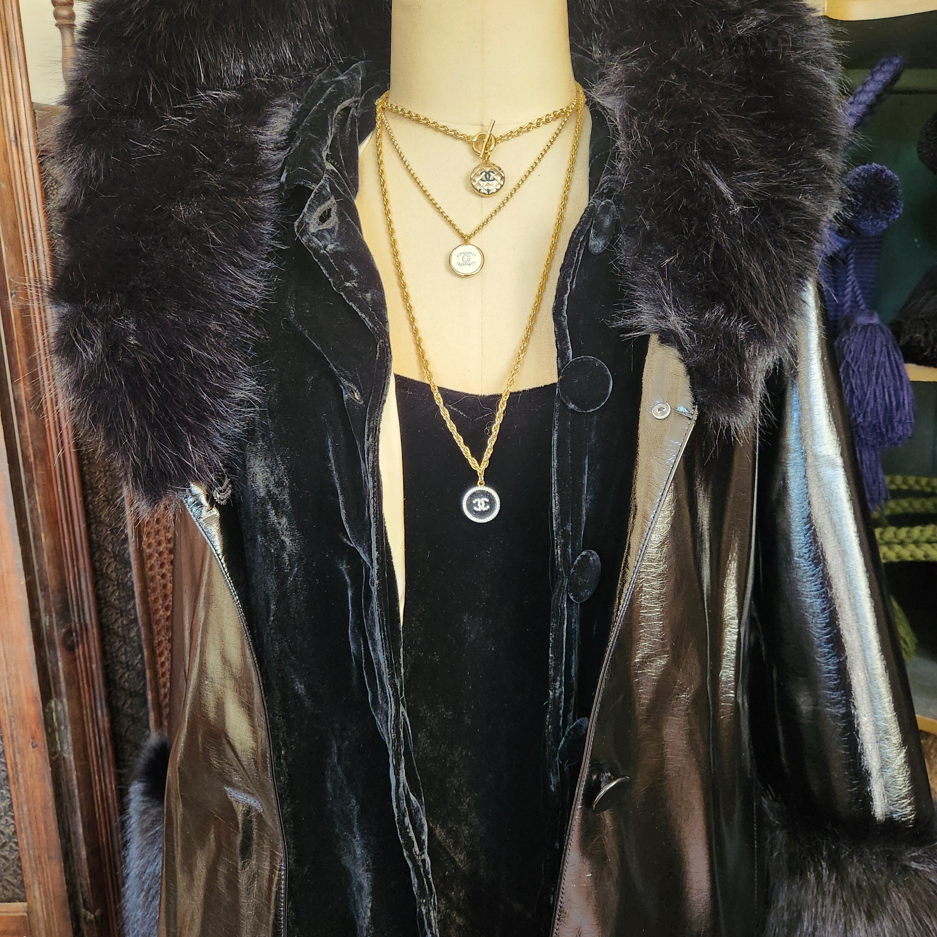 Claudia Silk Velvet Coat - Black