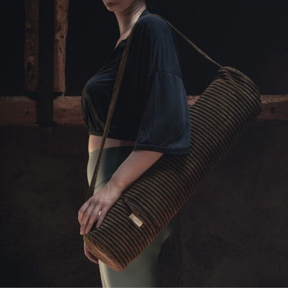 Army Green coloured corduroy yoga mat bag