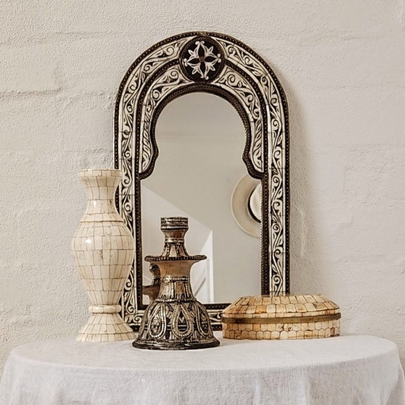 Vintage Moroccan Mosaic Arch Mirror