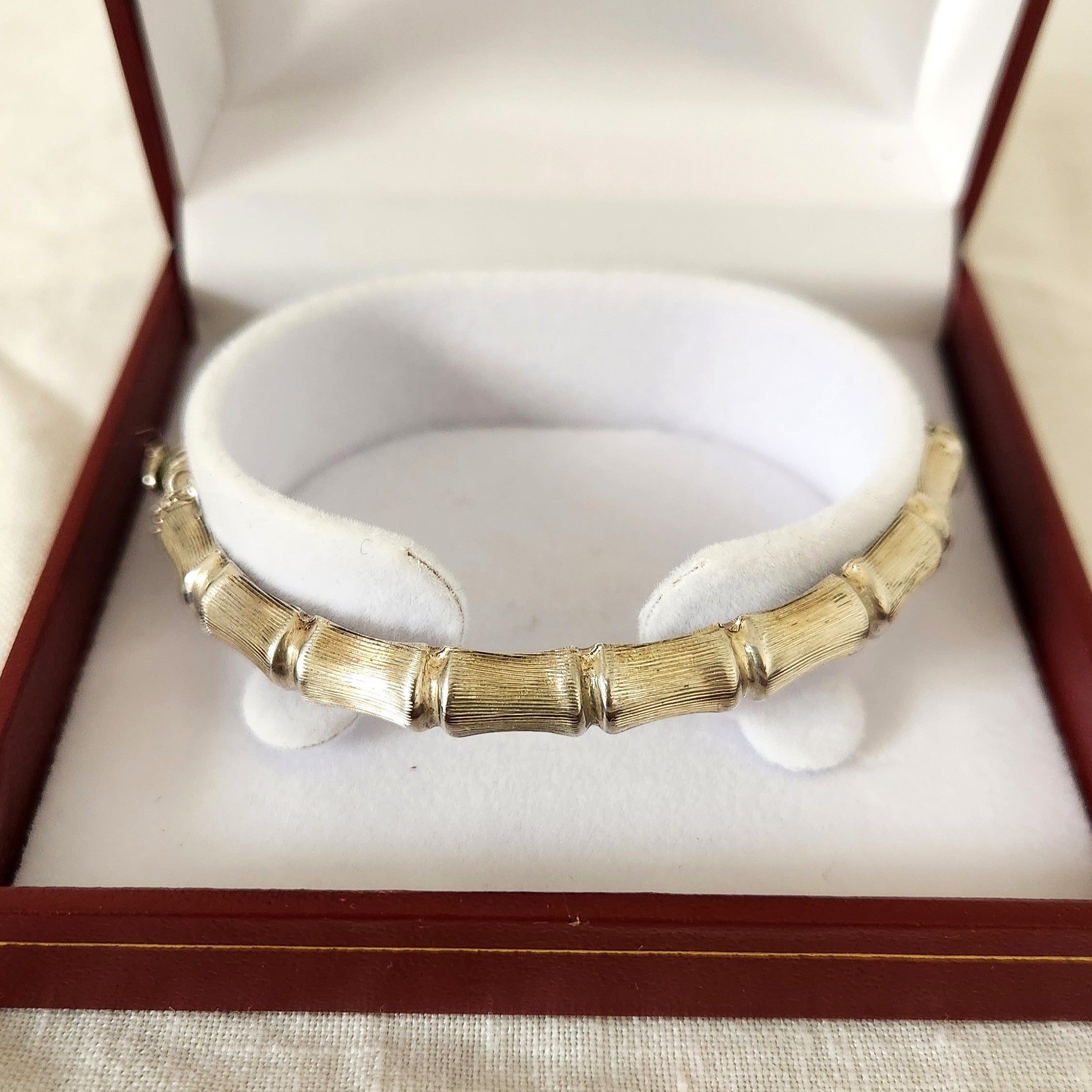 Vintage Textured Sterling Silver Bamboo Bangle