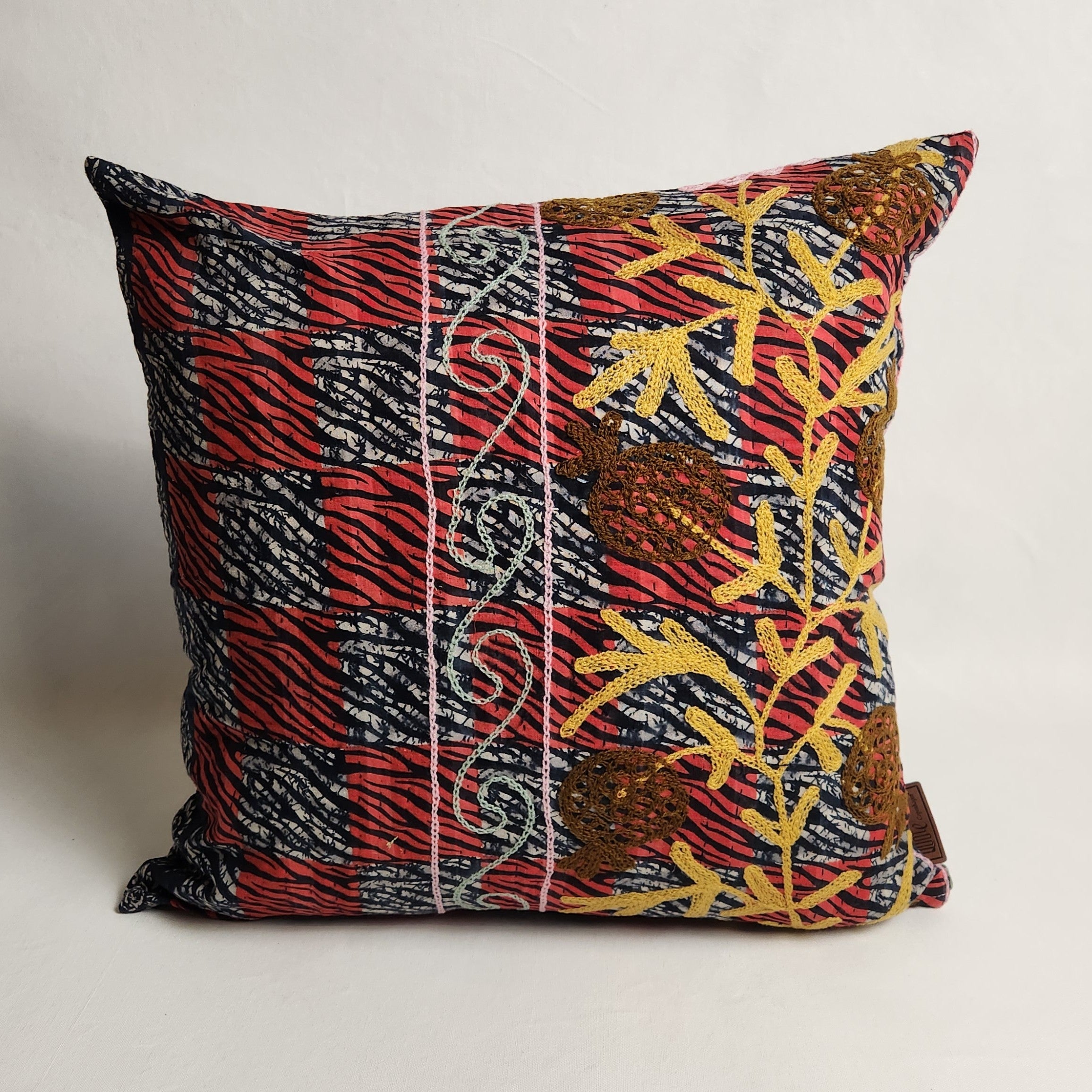 Suzani Cushion #25 - Red, Blue, Yellow 50x50