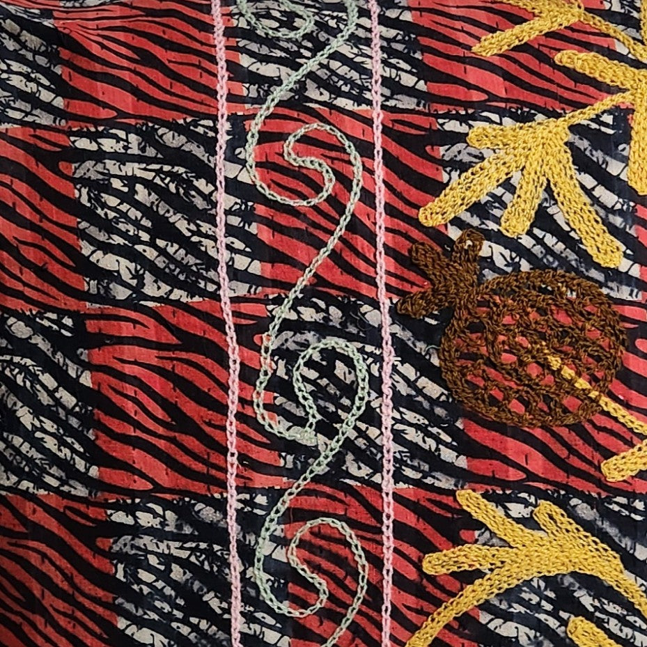 Suzani Cushion #25 - Red, Blue, Yellow 50x50