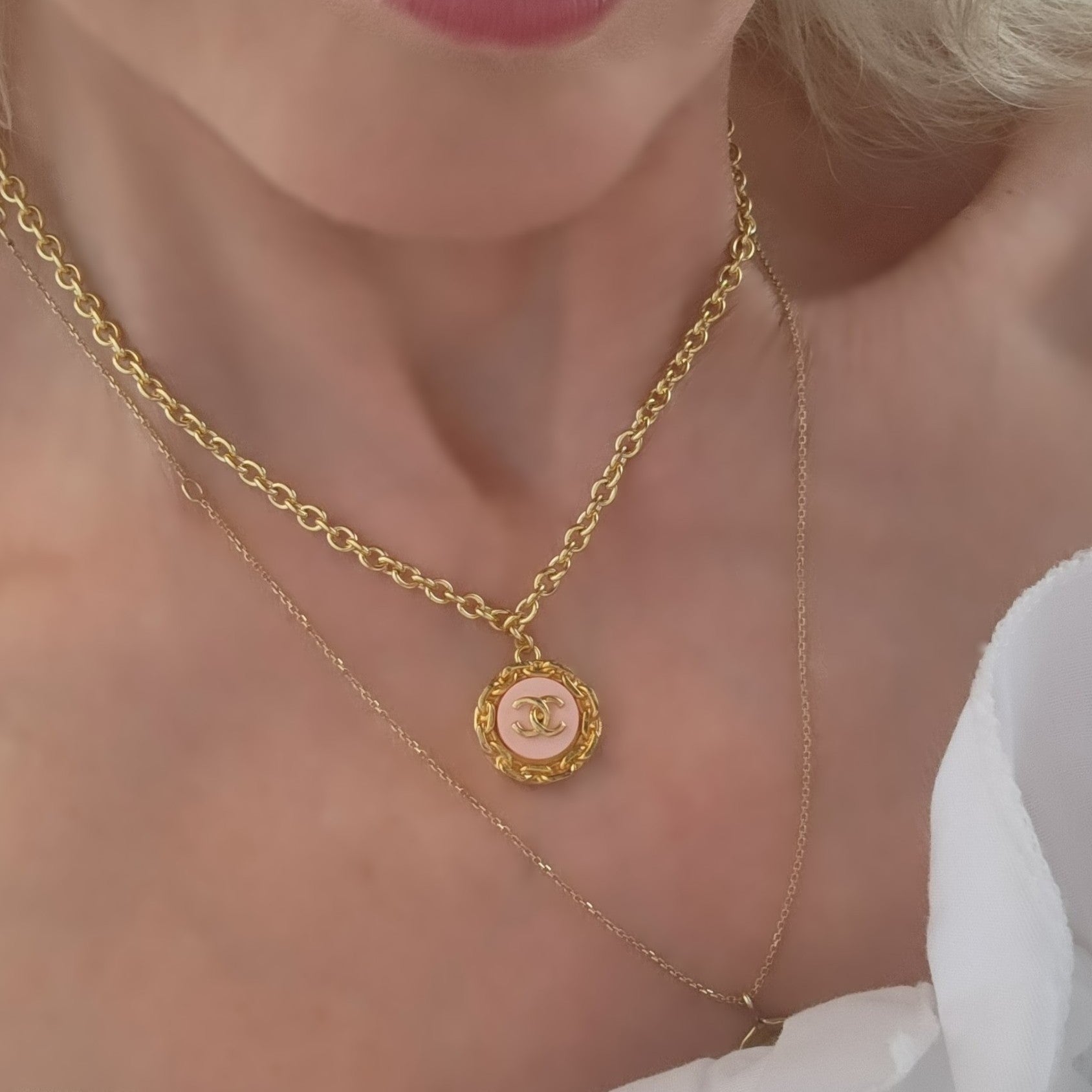 Pink Link Pendant Necklace